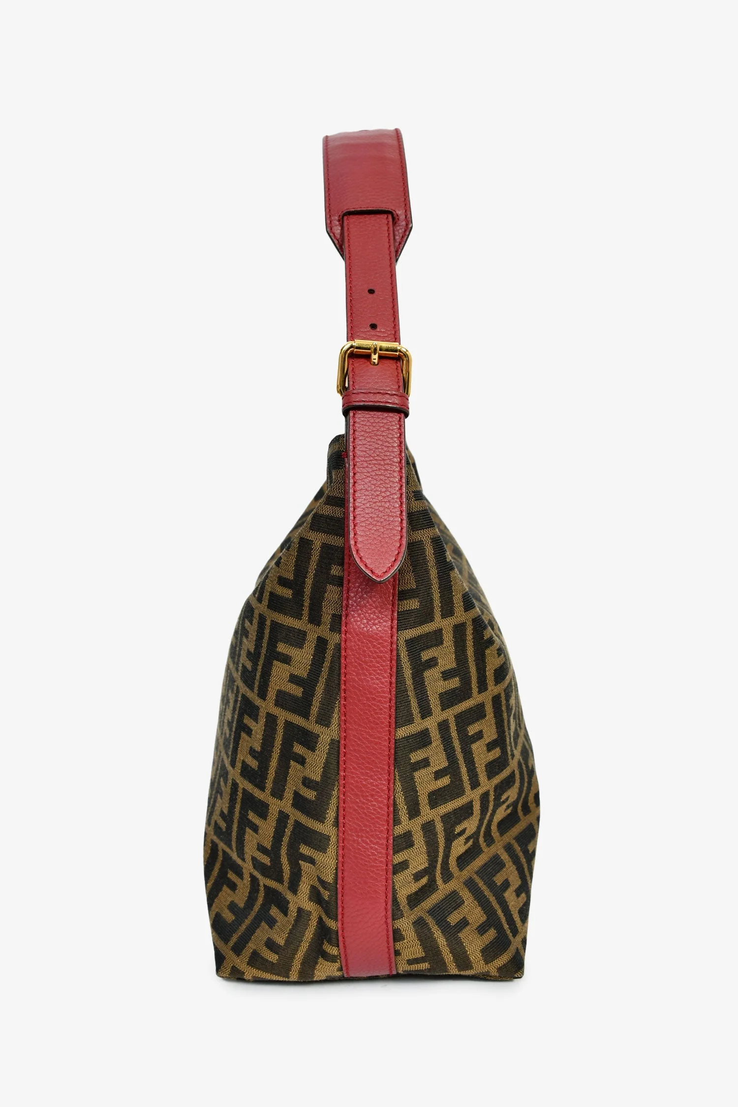 Fendi Brown Zucca Canvas/Red Leather 'Piccola' Shoulder Bag - Image 4