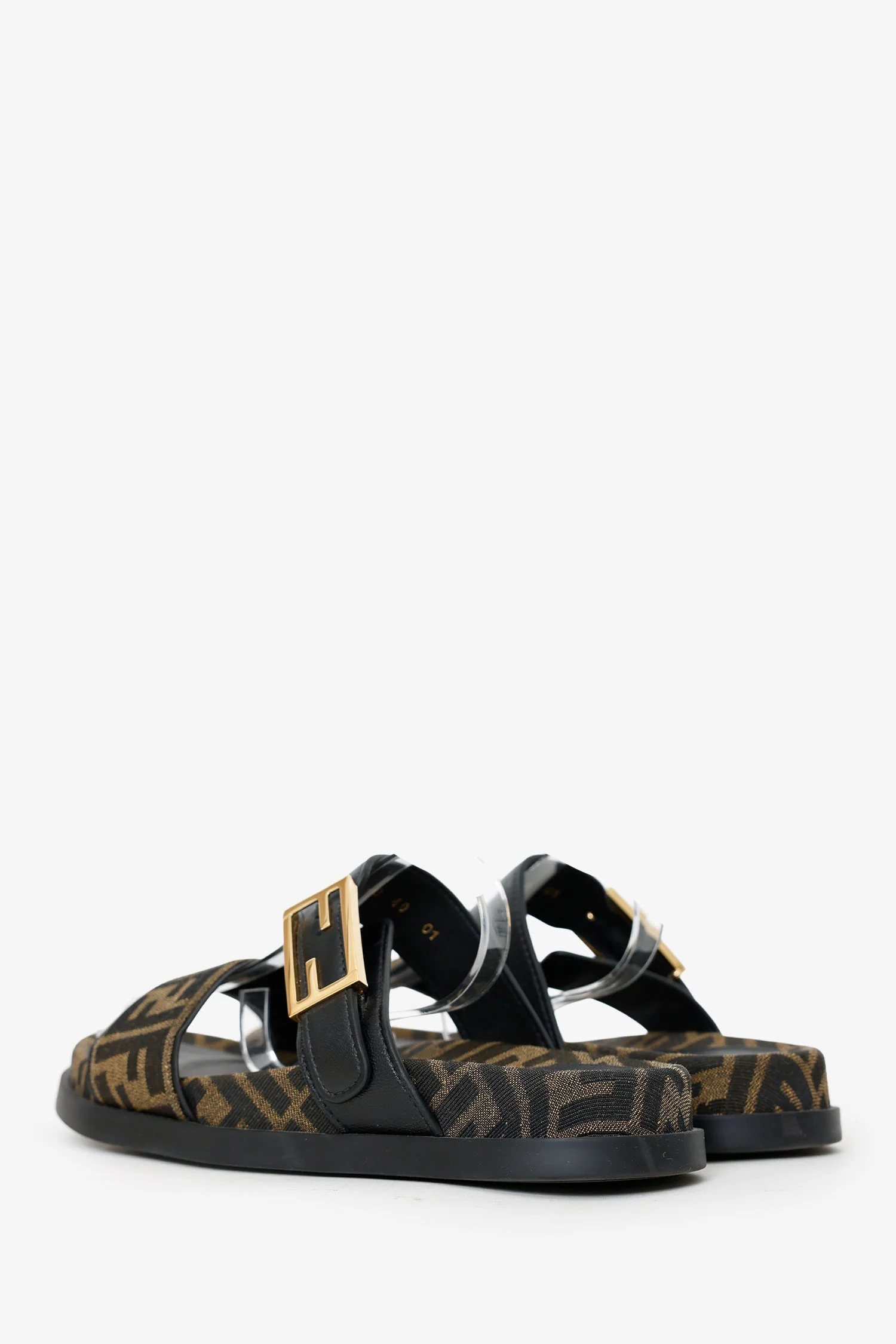 Fendi Brown Zucca Feel FF-logo Buckle Sandals Size 40 - Image 4