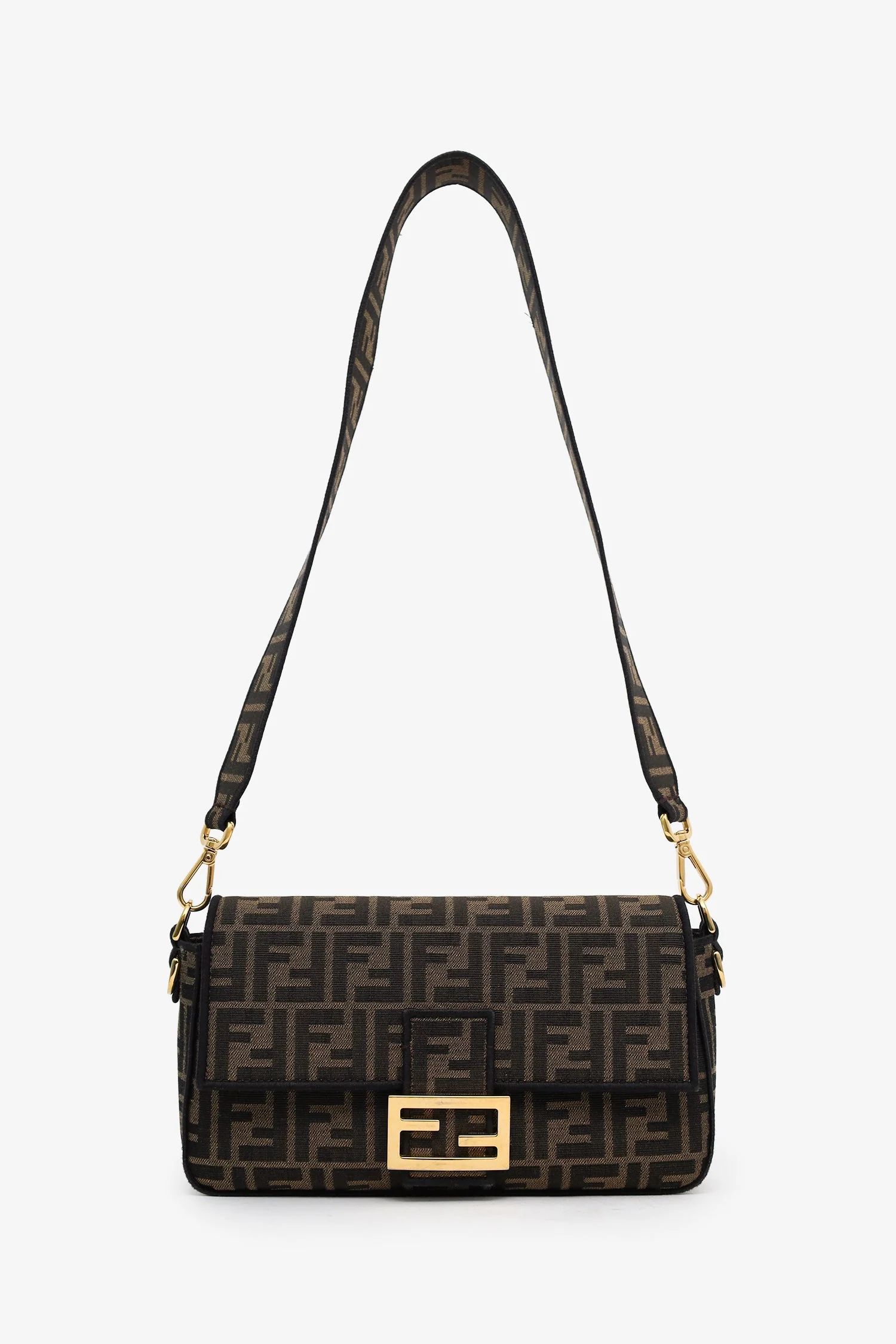 Fendi Brown Zucca Jacquard FF 1974 Medium Baguette Crossbody - Image 5