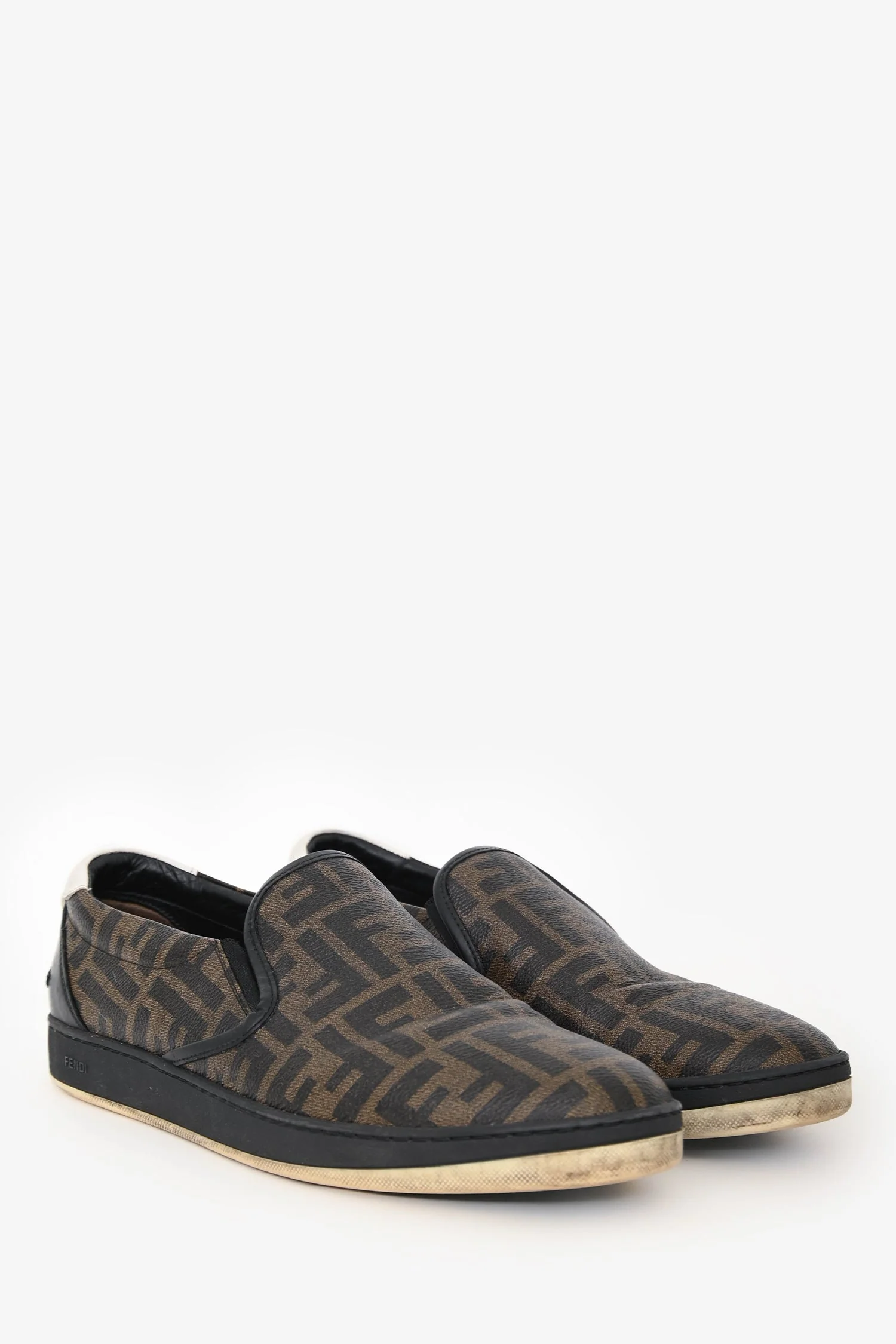 Fendi Brown Zucca Leather Sneakers Size 10 Mens - Image 2