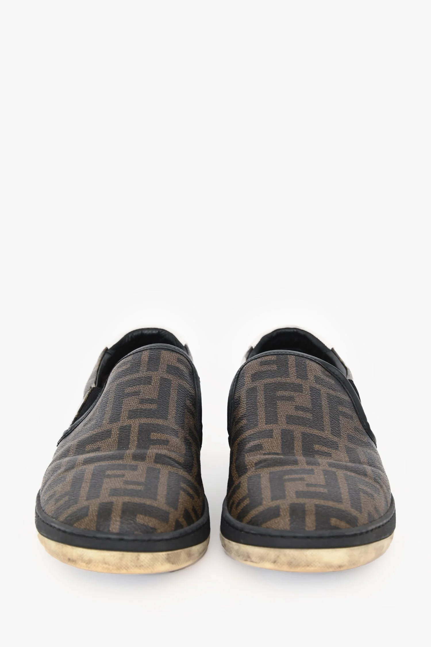 Fendi Brown Zucca Leather Sneakers Size 10 Mens - Image 3