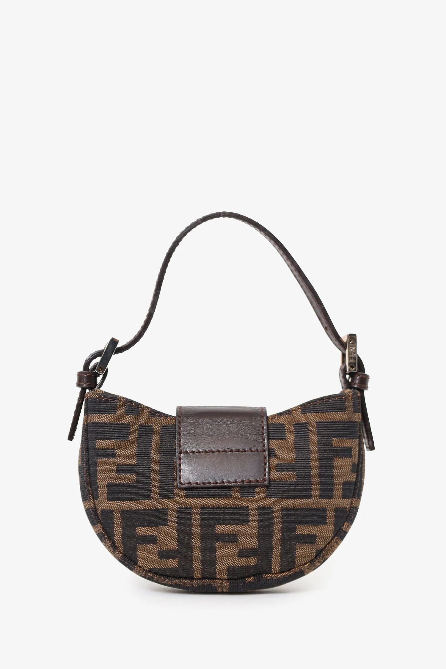 Fendi Brown Zucca Print Canvas Mini Half Moon Baguette Bag - Image 2