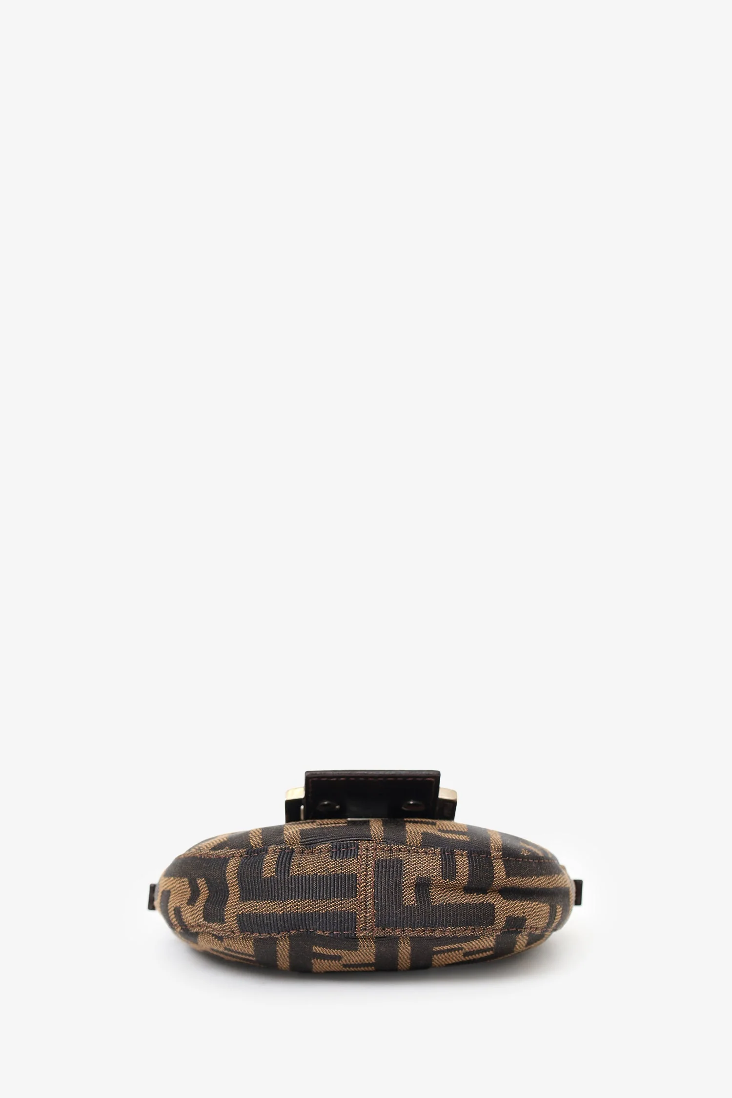 Fendi Brown Zucca Print Canvas Mini Half Moon Baguette Bag - Image 5