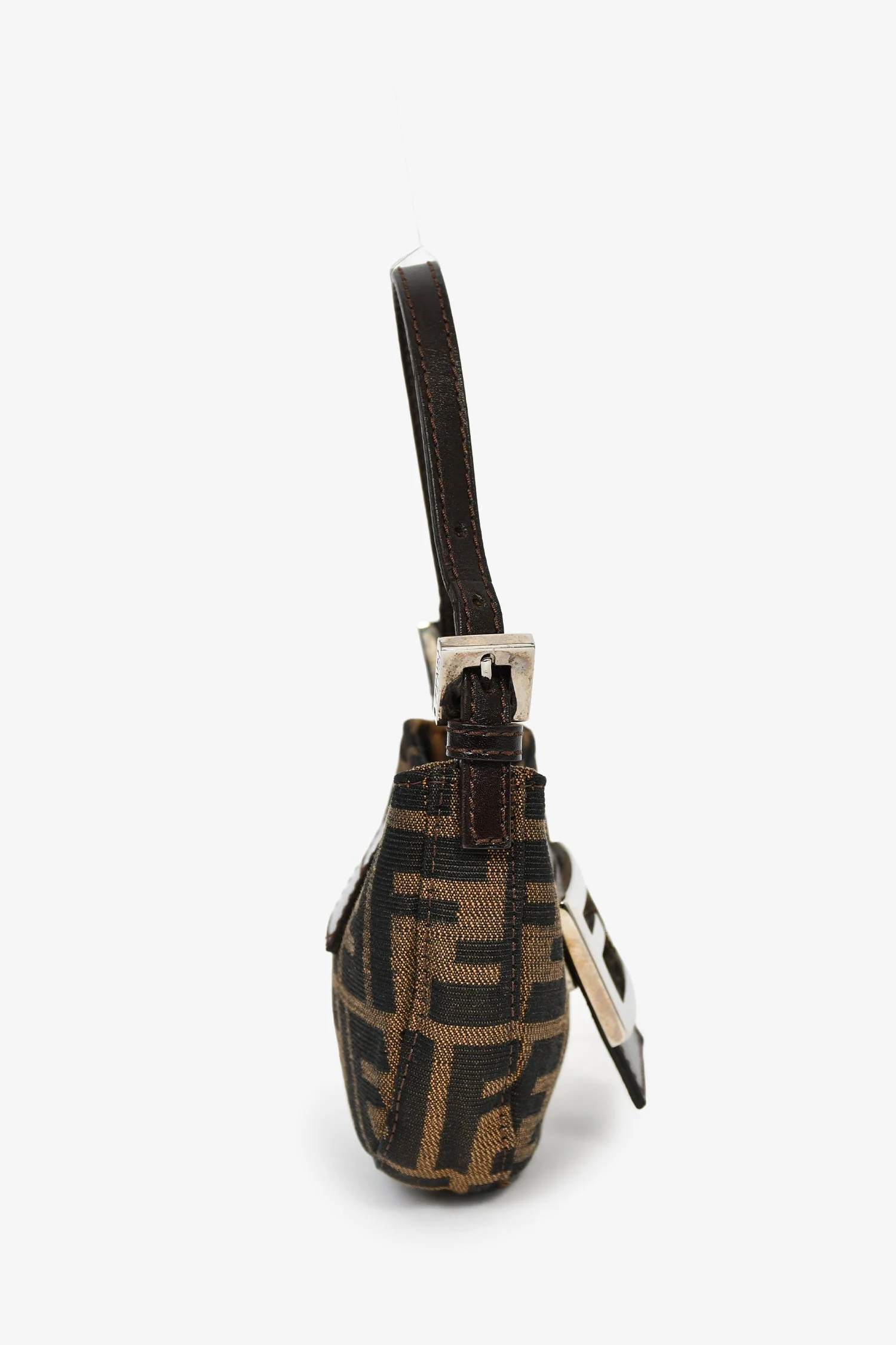 Fendi Brown Zucca Print Canvas Mini Half Moon Baguette Bag - Image 4
