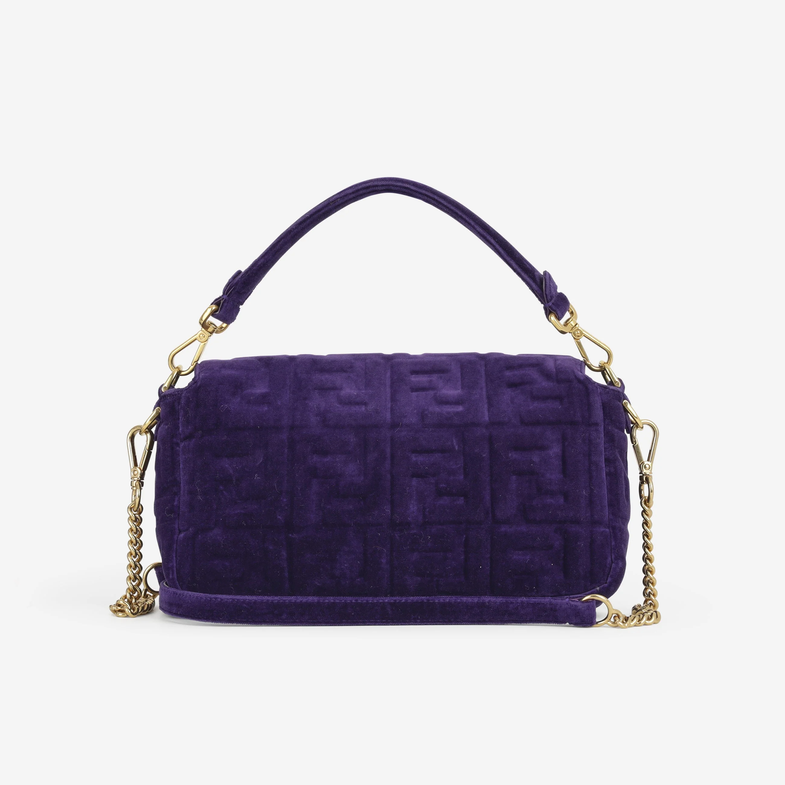 Fendi Medium Baguette - Purple Velvet | Gold Hardware - Image 3
