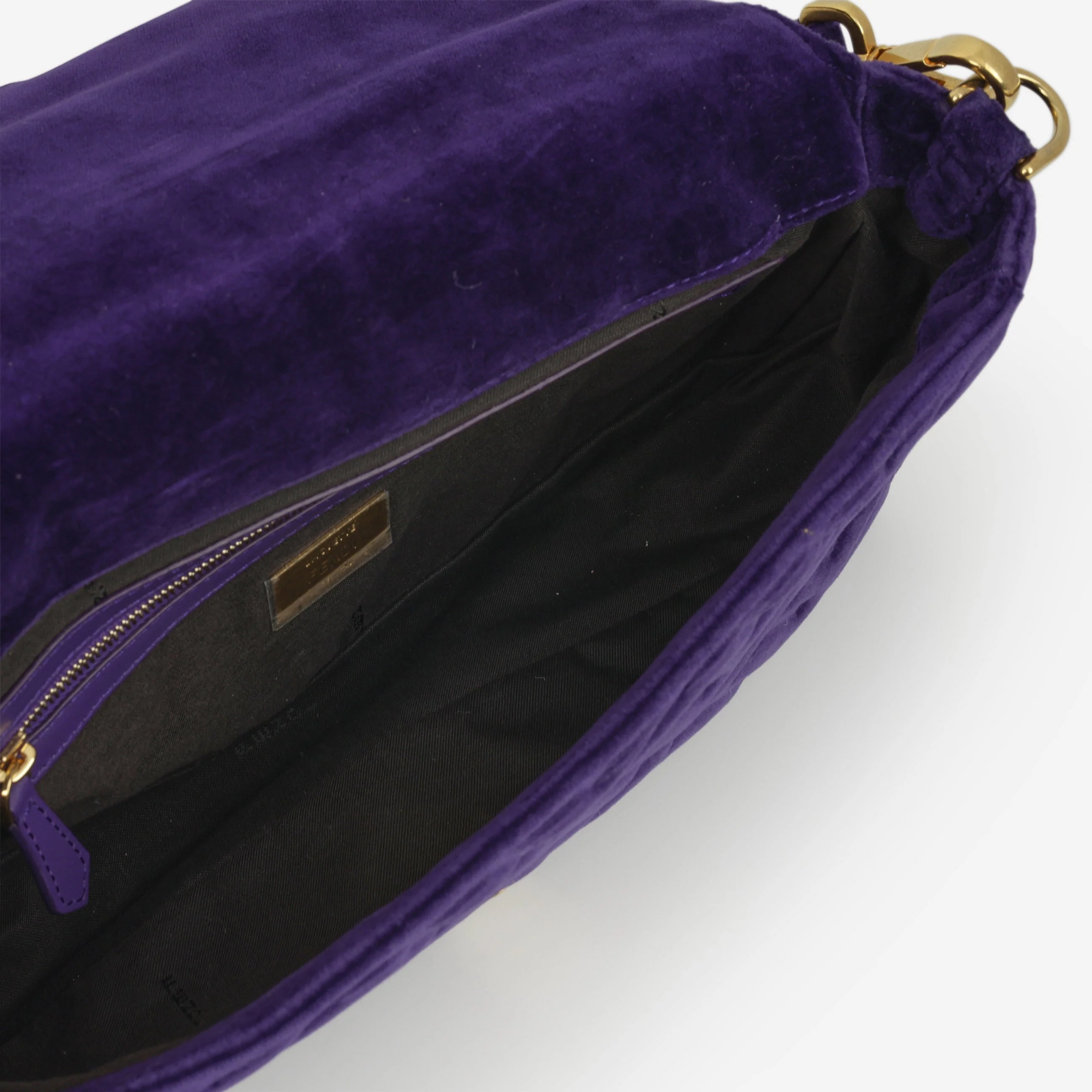 Fendi Medium Baguette - Purple Velvet | Gold Hardware - Image 6