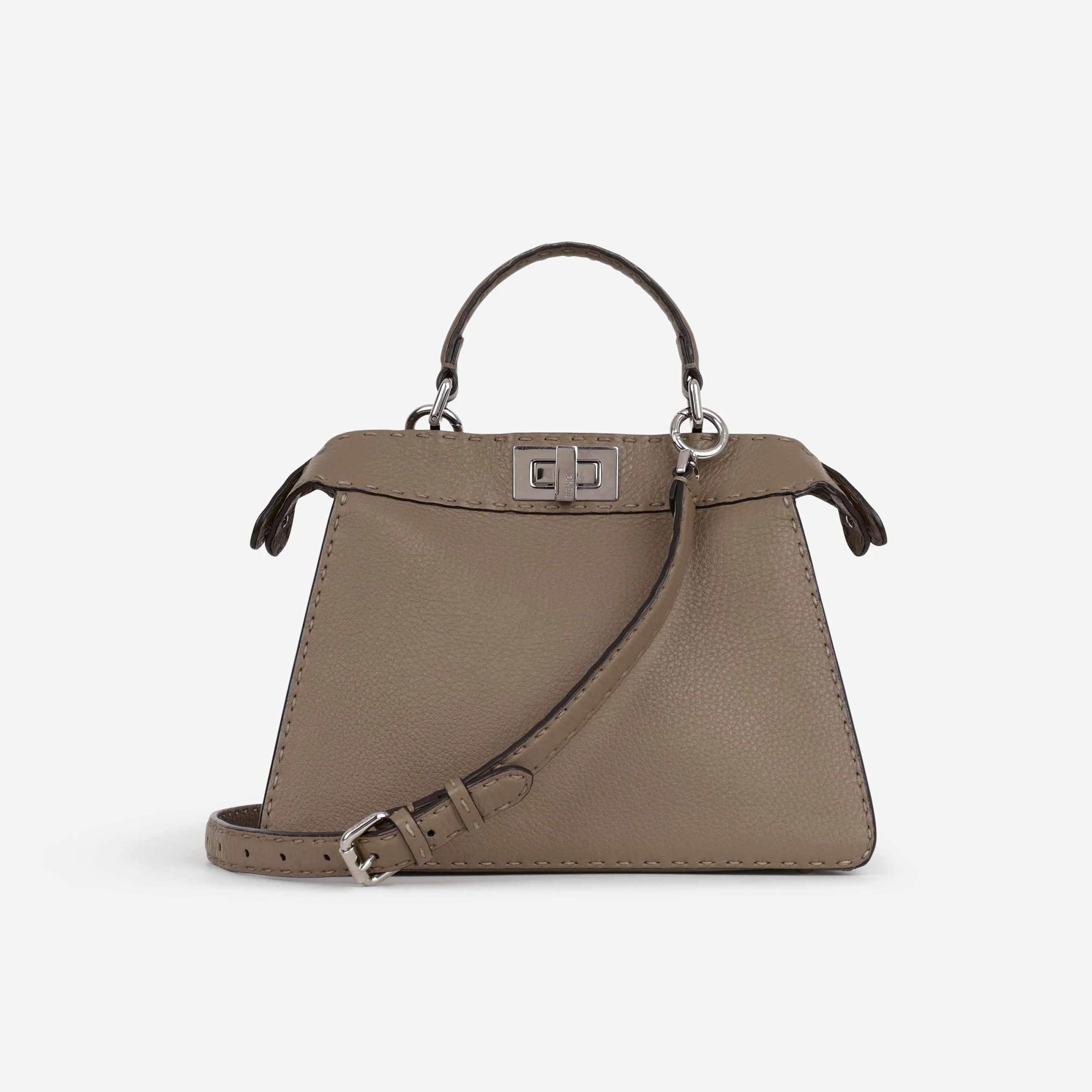 Fendi Small Peekaboo ISeeU - Taupe Taurillon | Silver Hardware - Image 3