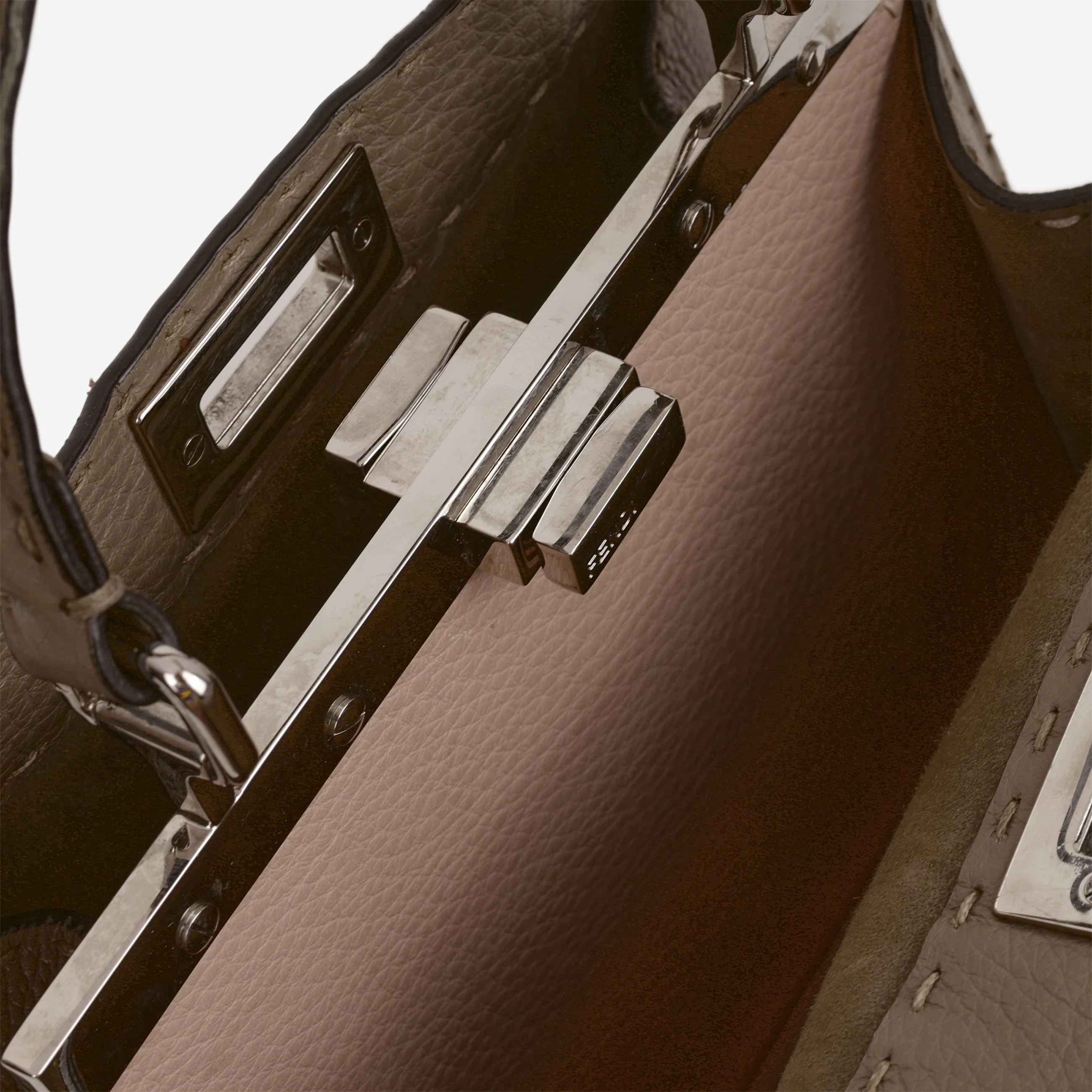 Fendi Small Peekaboo ISeeU - Taupe Taurillon | Silver Hardware - Image 8