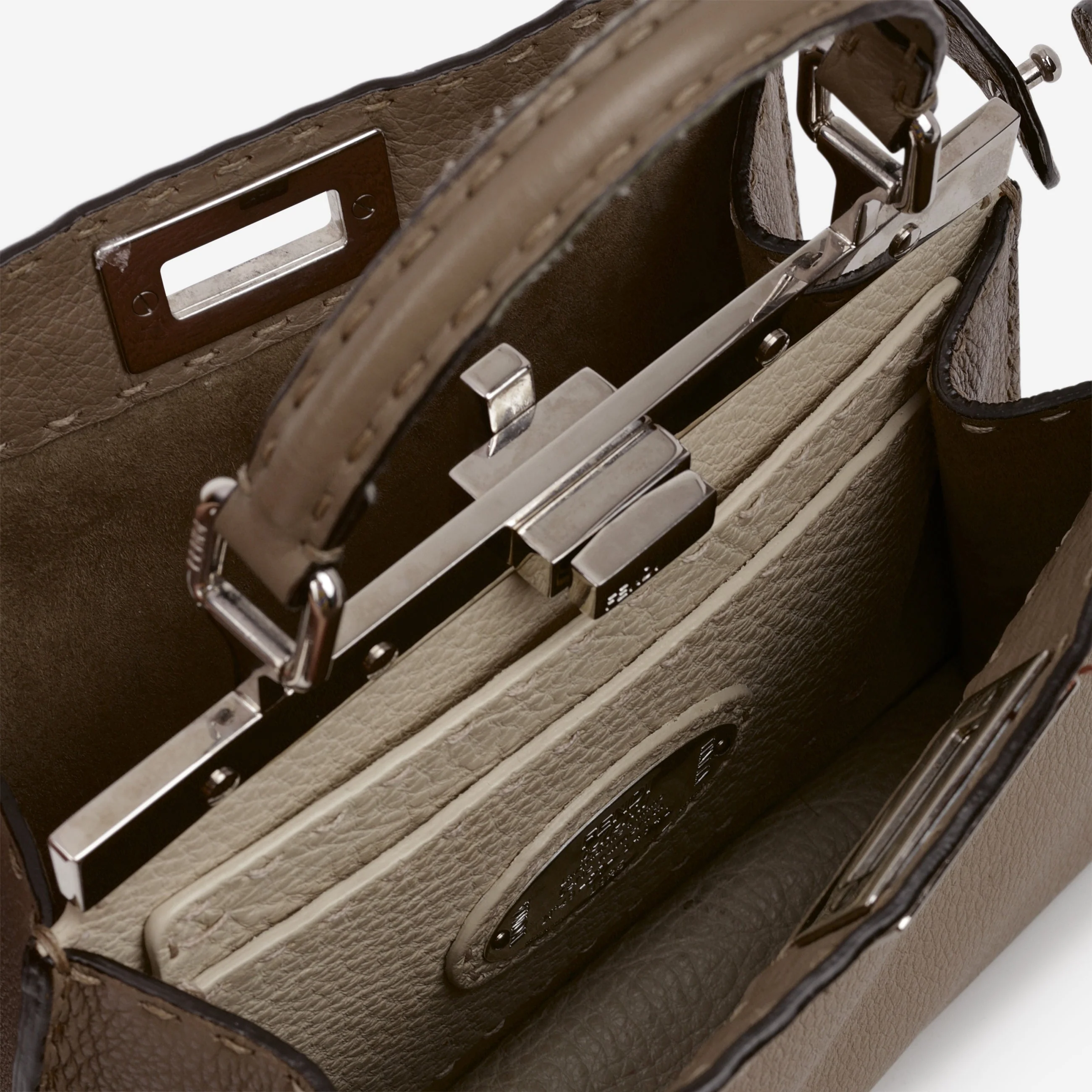 Fendi Small Peekaboo ISeeU - Taupe Taurillon | Silver Hardware - Image 9