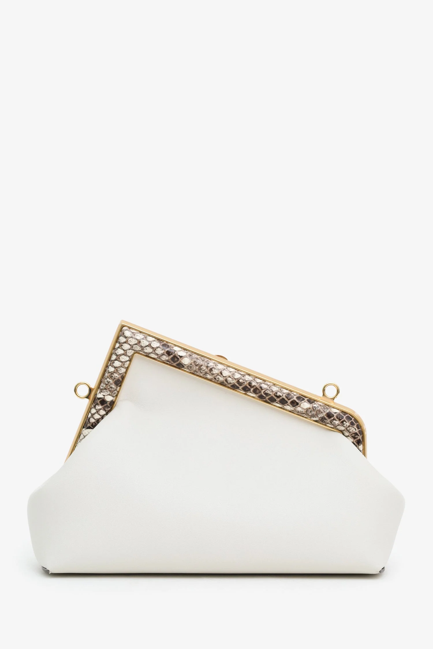 Fendi First White/Python Leather Small Clutch With Straps - Image 2