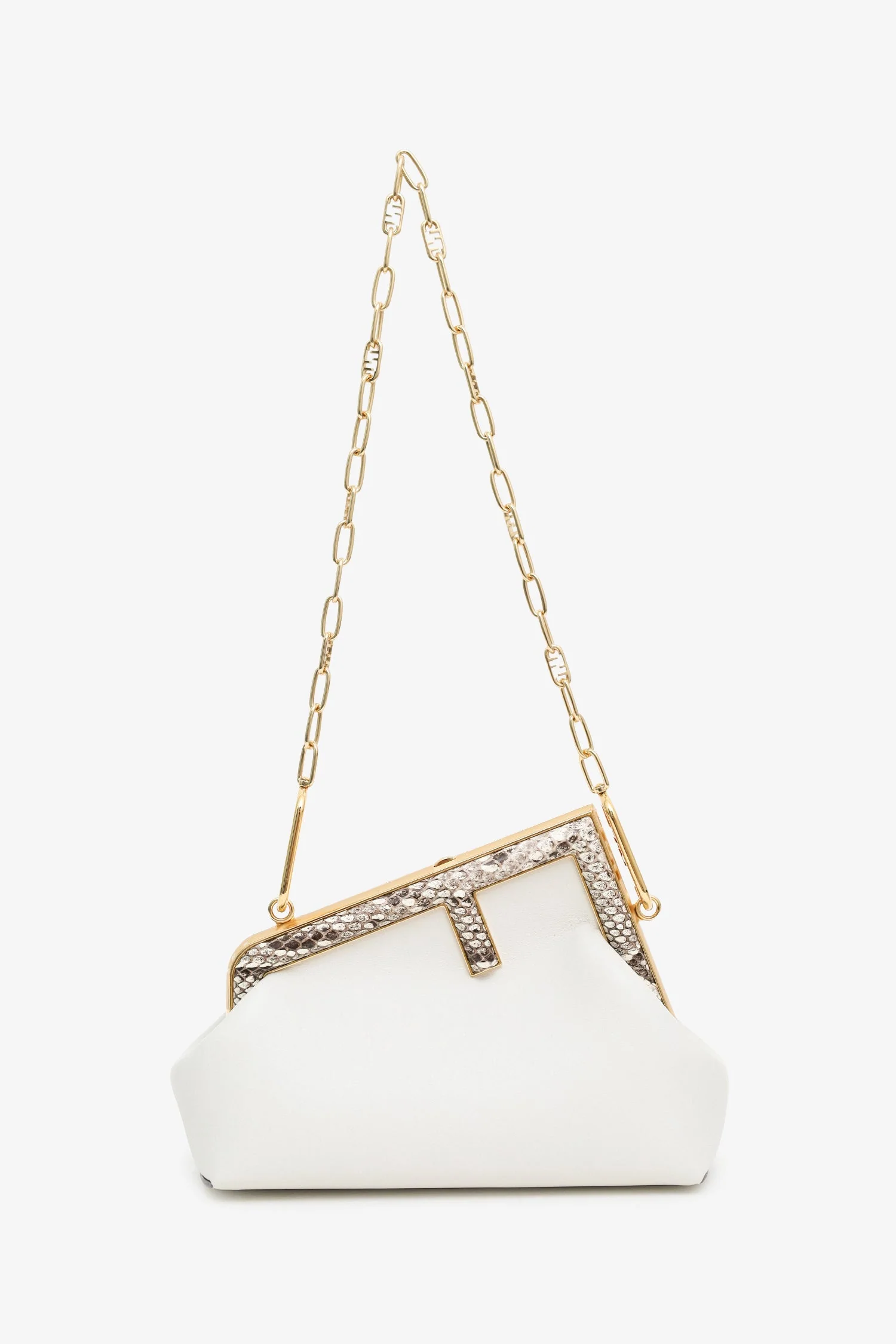 Fendi First White/Python Leather Small Clutch With Straps - Image 7