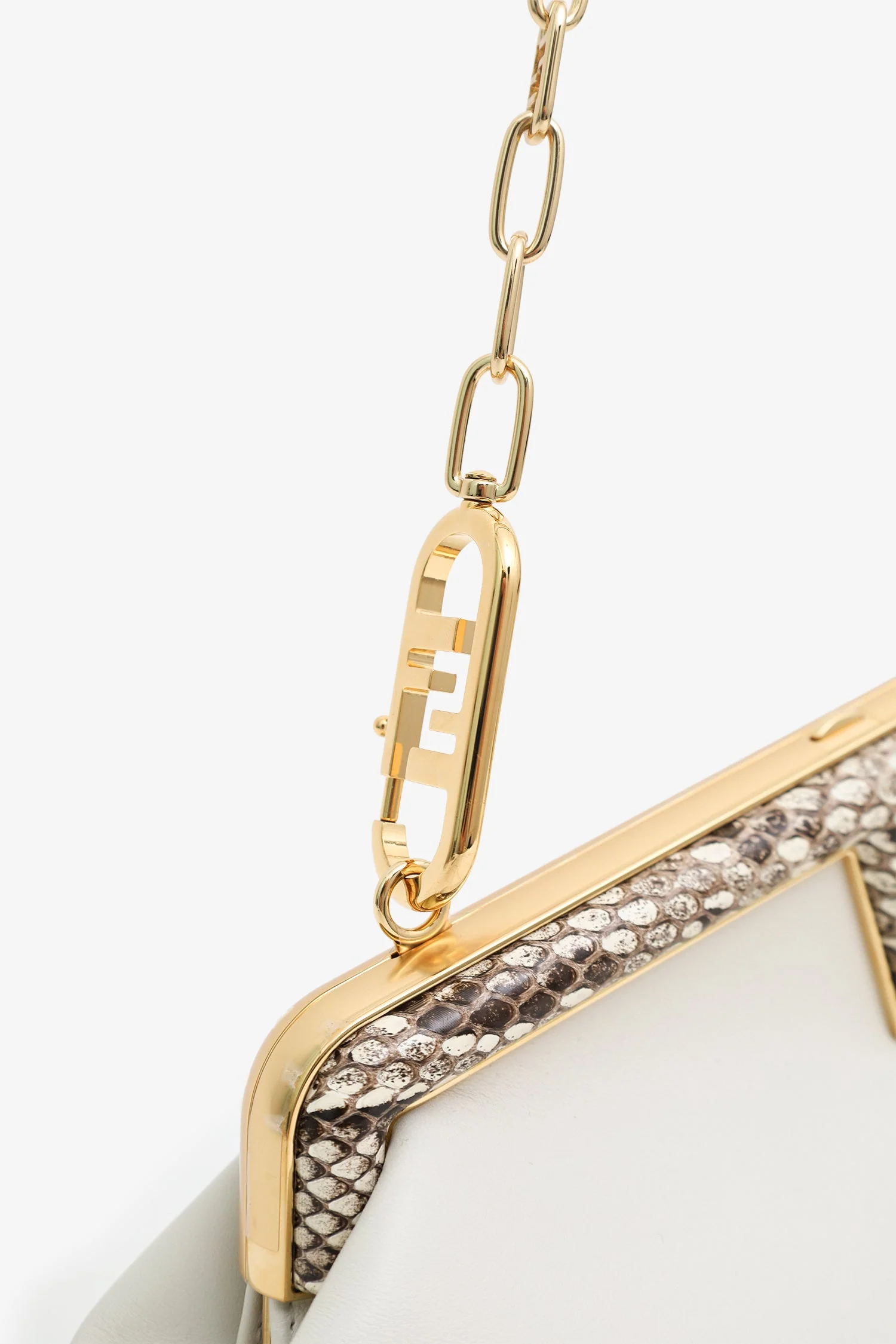Fendi First White/Python Leather Small Clutch With Straps - Image 8