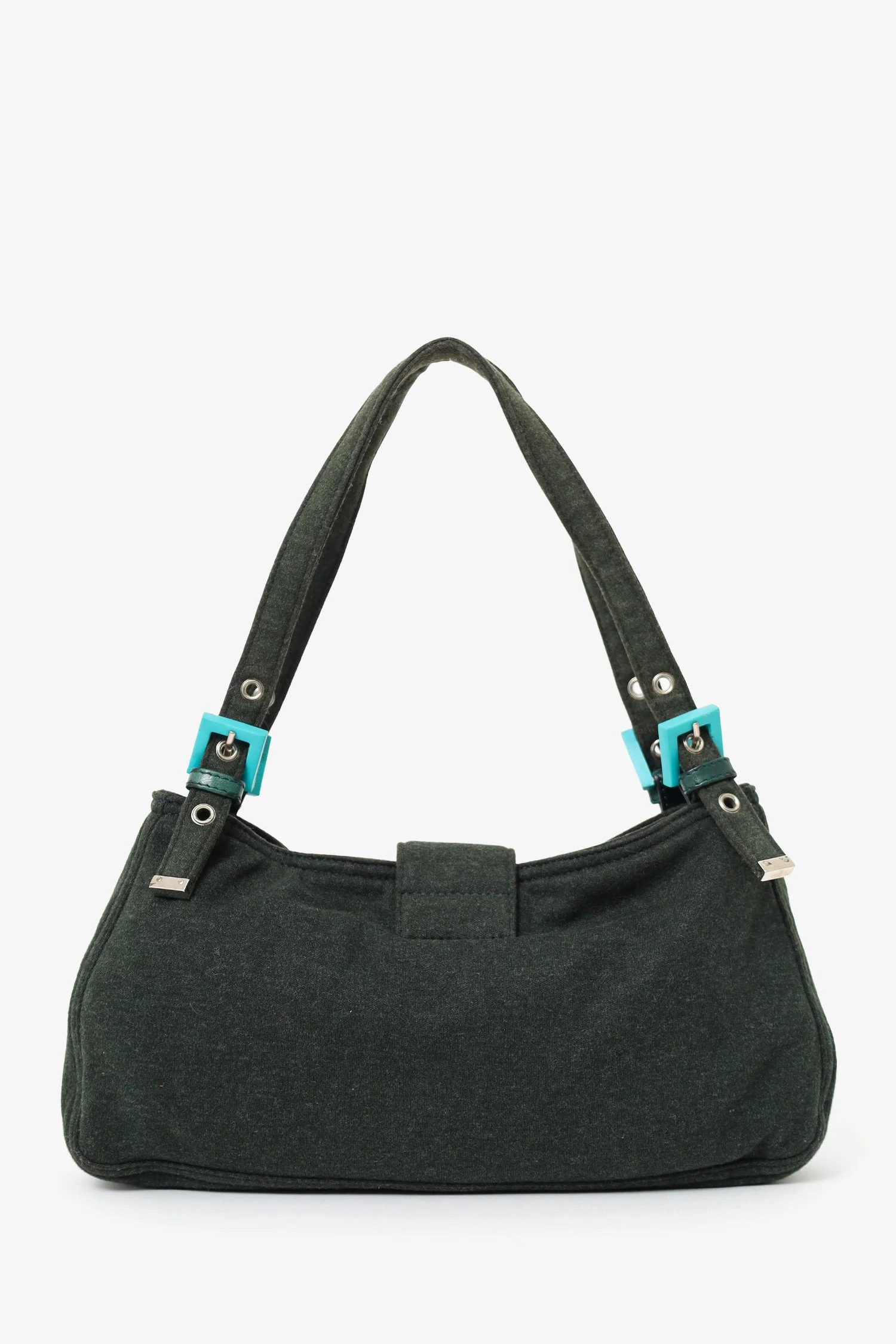 Fendi Green/Blue Jersey Double Strap Mama Baguette Bag - Image 2