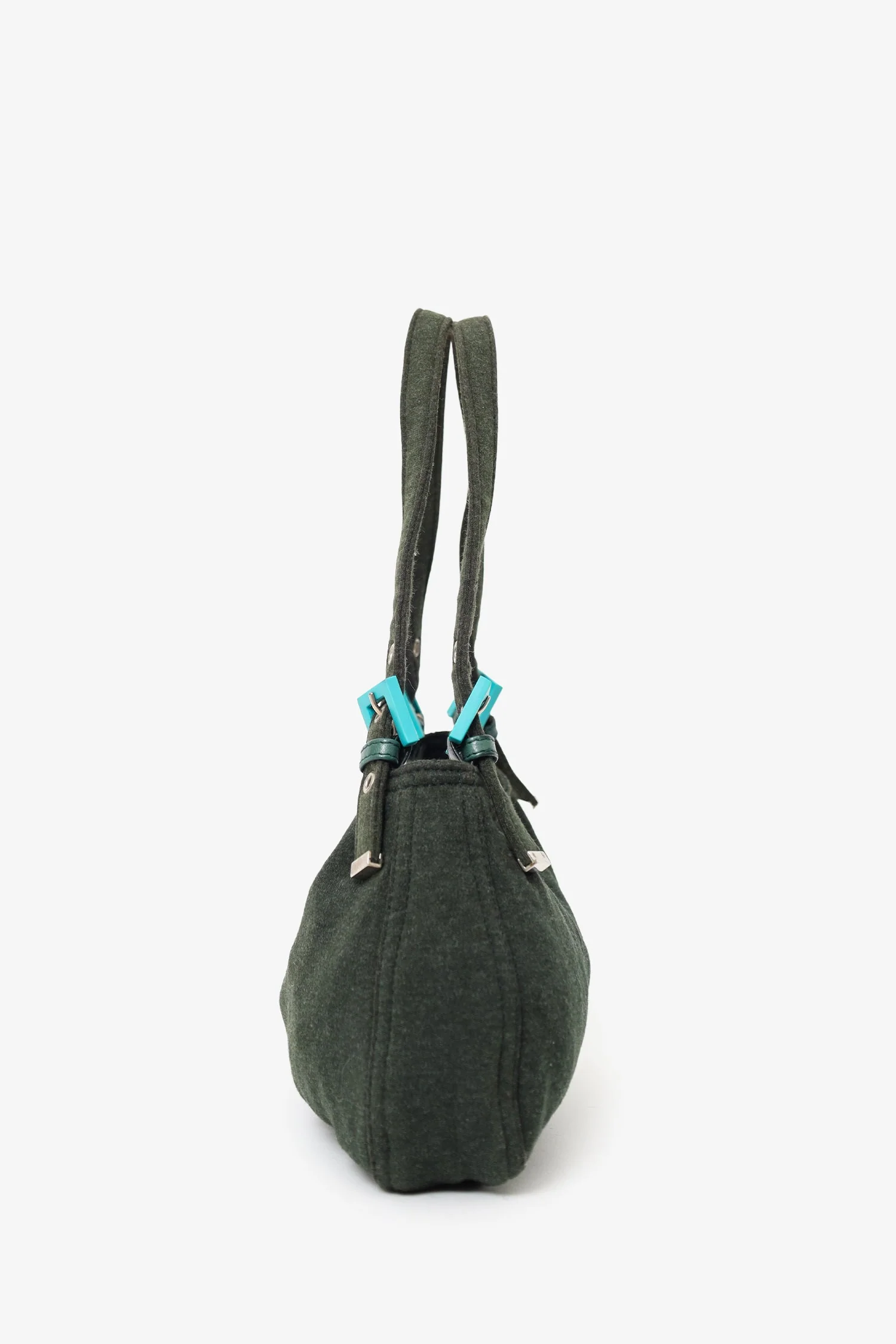 Fendi Green/Blue Jersey Double Strap Mama Baguette Bag - Image 4