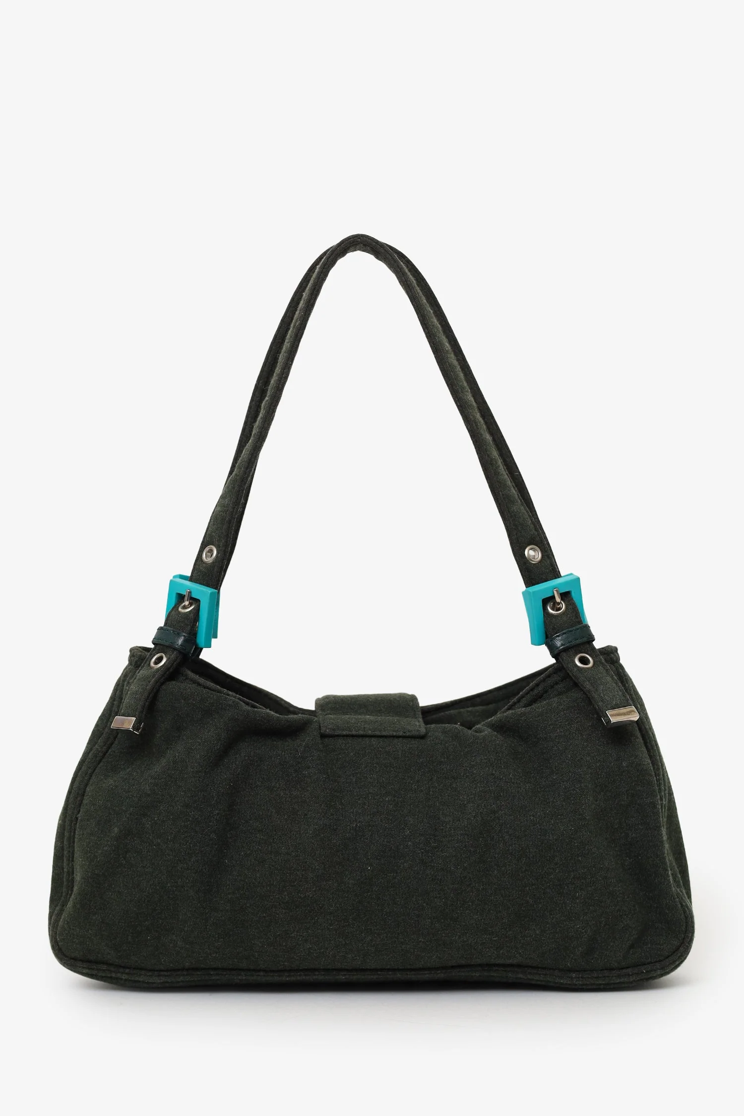 Fendi Green/Blue Jersey Double Strap Mama Baguette Bag - Image 3