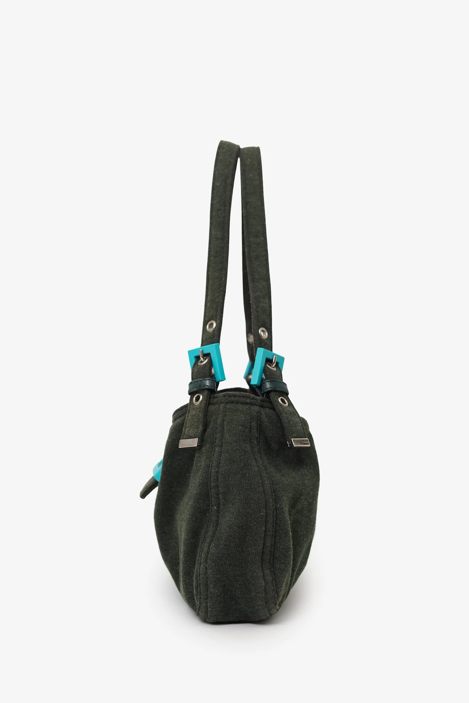 Fendi Green/Blue Jersey Double Strap Mama Baguette Bag - Image 4