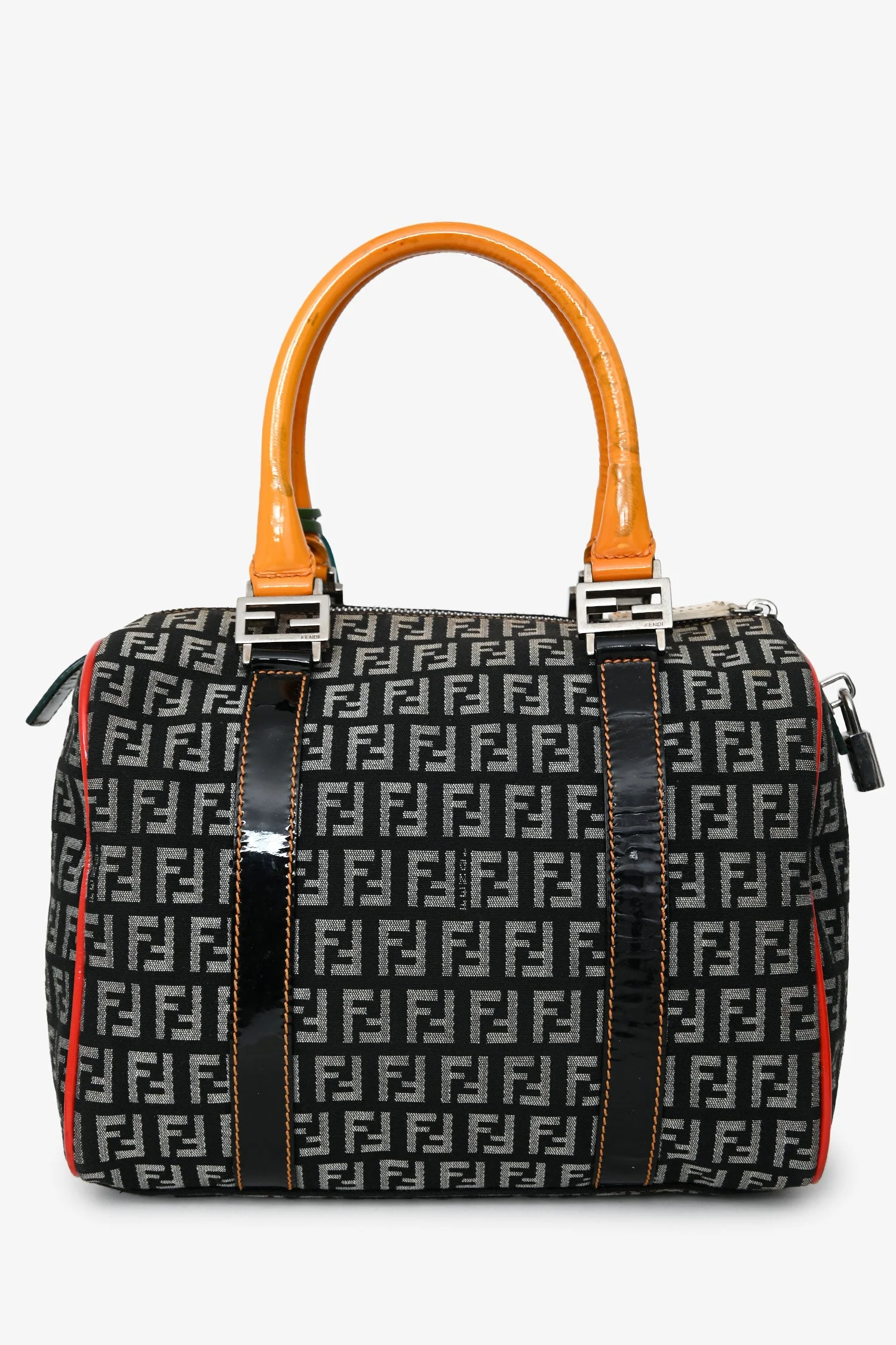 Fendi Multicolor Zucchino Canvas/Patent Leather Small Boston Bag - Image 2