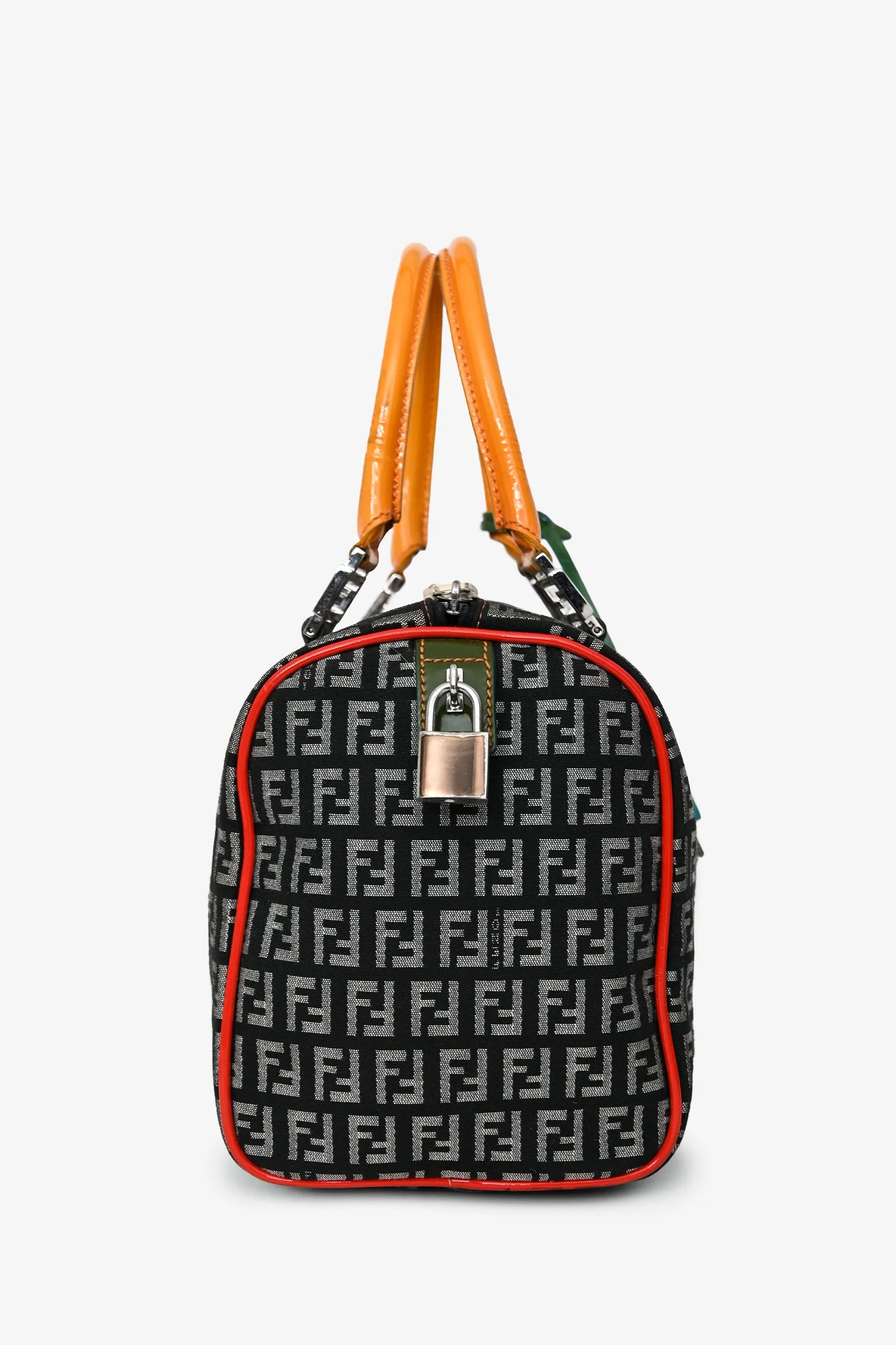 Fendi Multicolor Zucchino Canvas/Patent Leather Small Boston Bag - Image 3