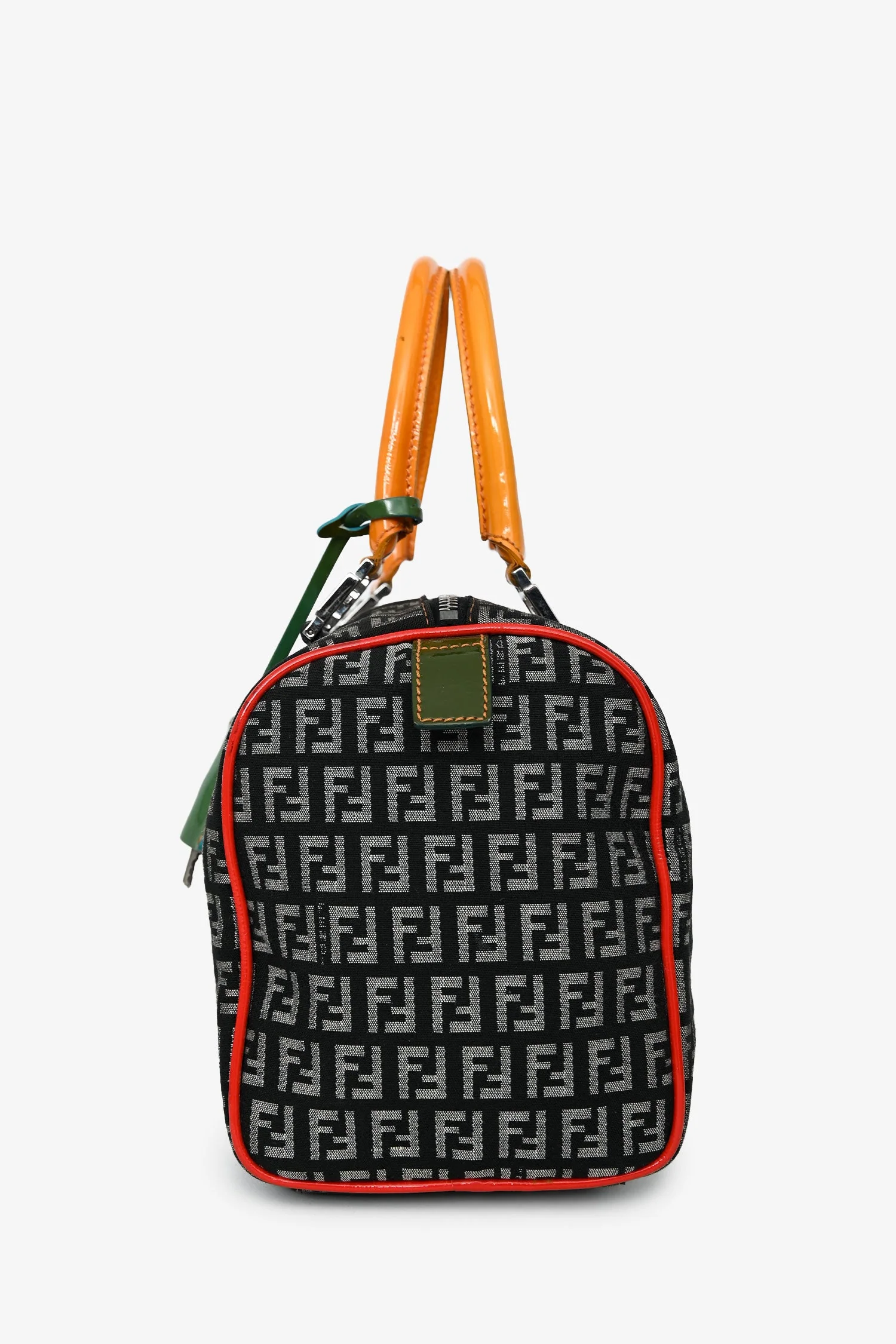 Fendi Multicolor Zucchino Canvas/Patent Leather Small Boston Bag - Image 4