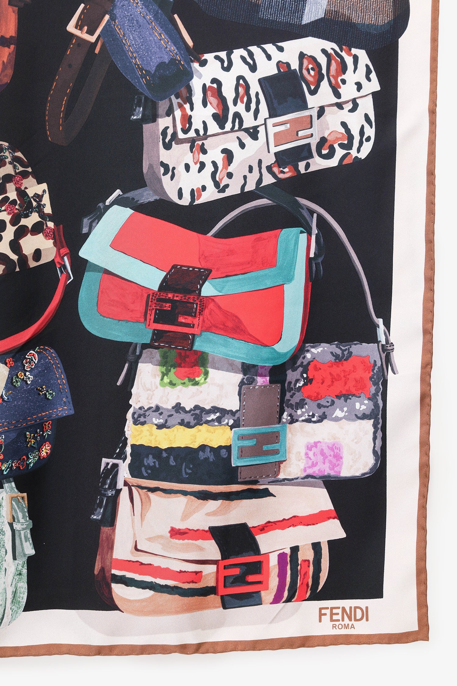 Fendi Multicolour Silk Fendi Baguette 25th Anniversary Scarf - Image 2