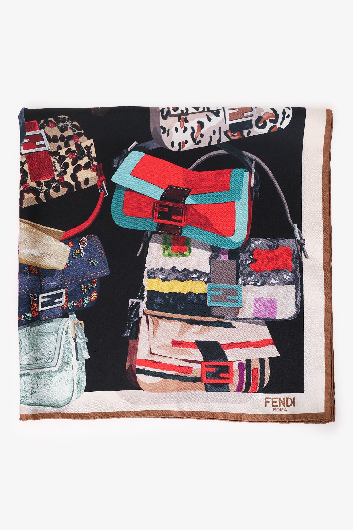 Fendi Multicolour Silk Fendi Baguette 25th Anniversary Scarf - Image 4