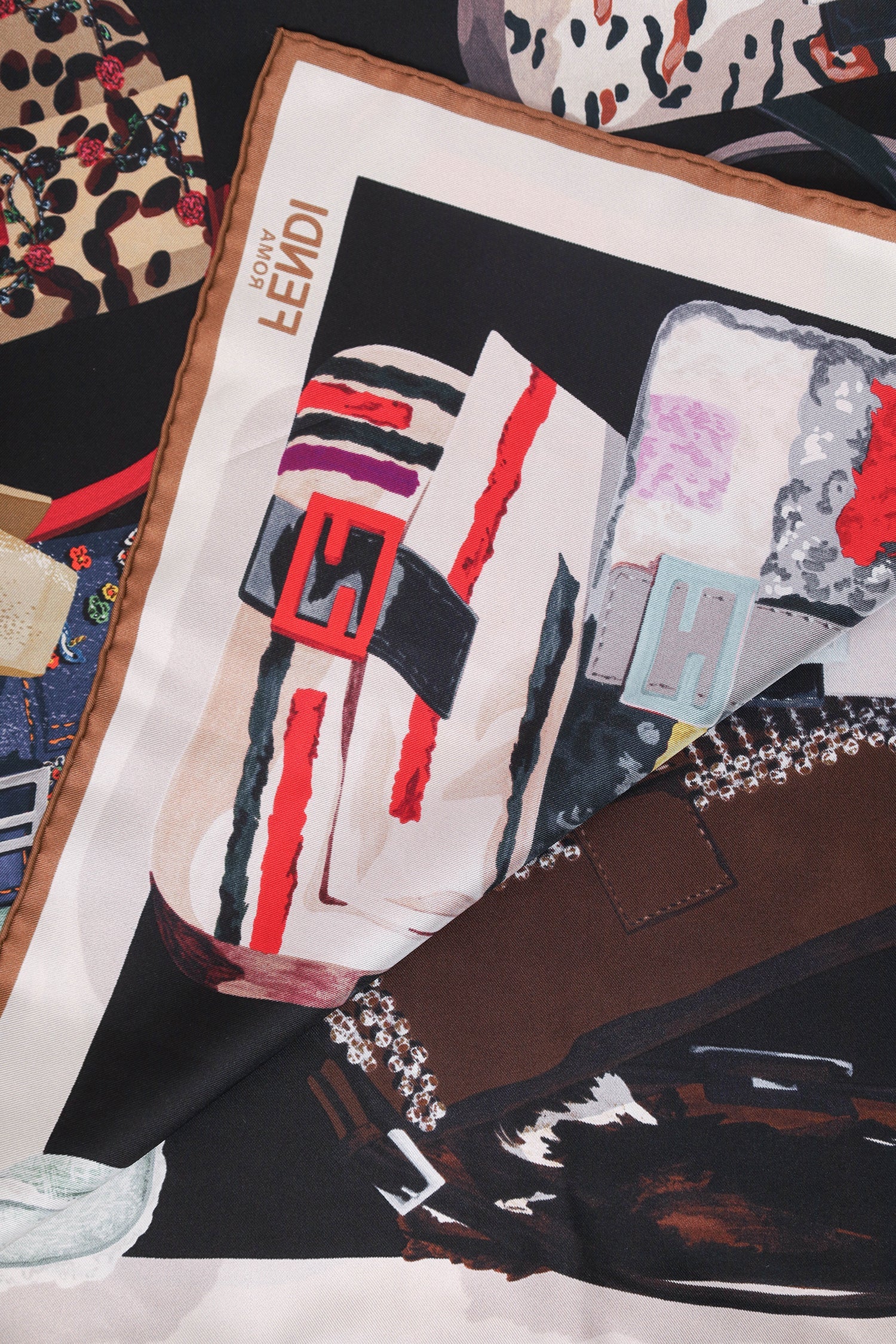 Fendi Multicolour Silk Fendi Baguette 25th Anniversary Scarf - Image 5