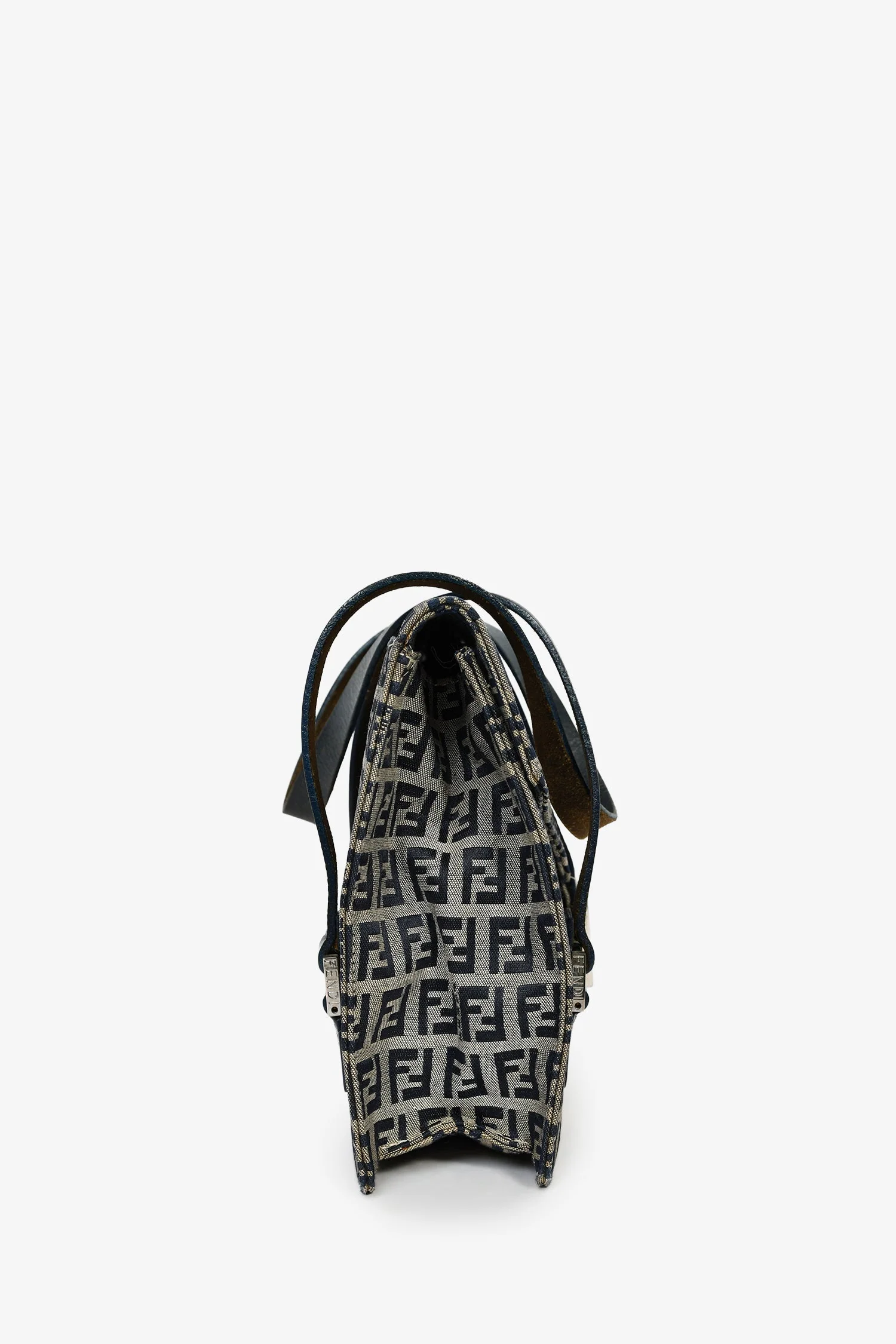 Fendi Navy FF Zucca Canvas Square Baguette Shoulder Bag - Image 2