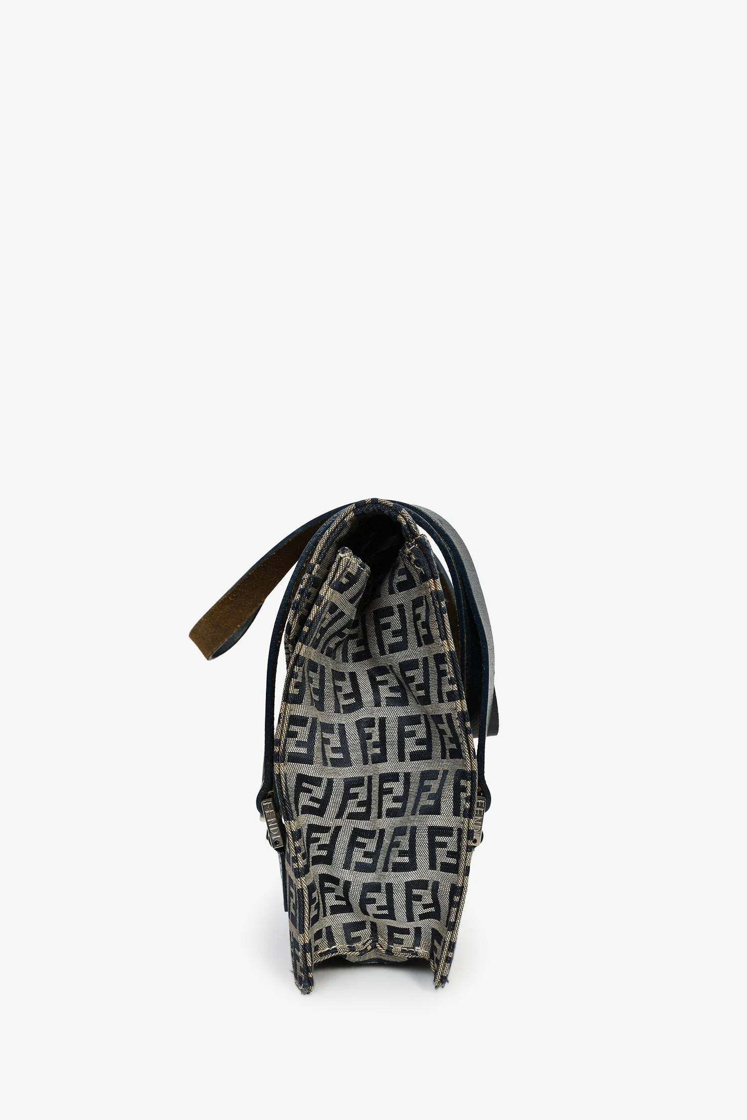Fendi Navy FF Zucca Canvas Square Baguette Shoulder Bag - Image 4