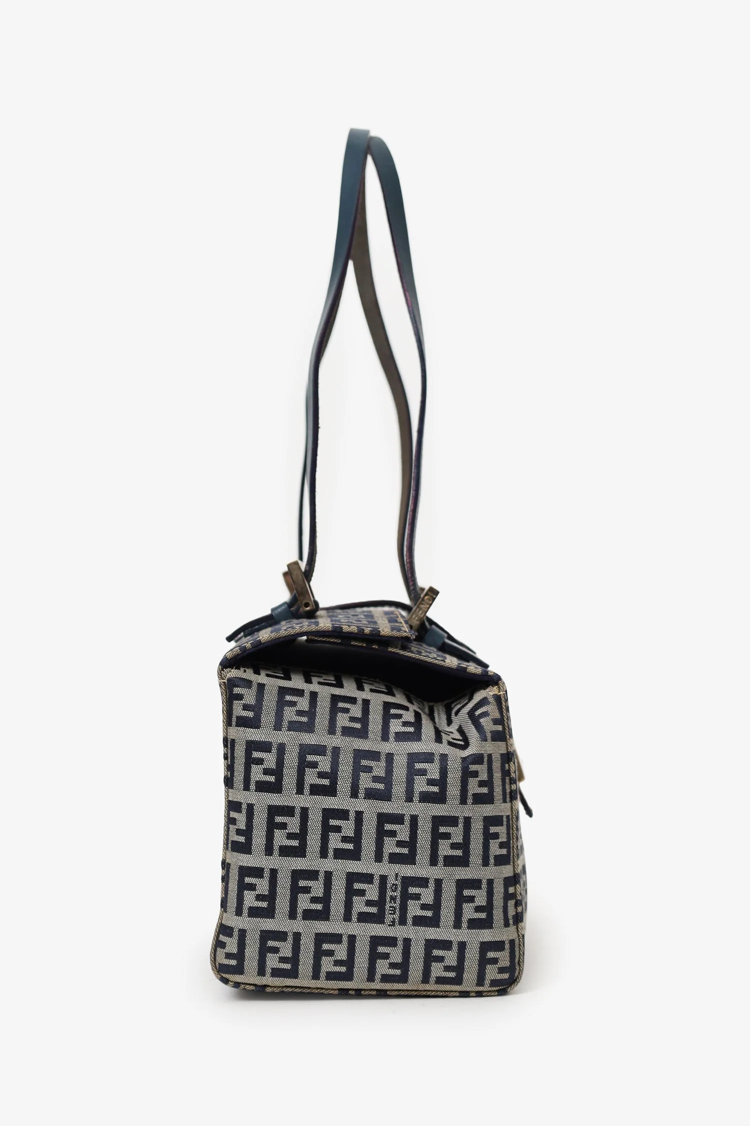 Fendi Navy/Grey FF Zucca Canvas Bento Box Bag - Image 3