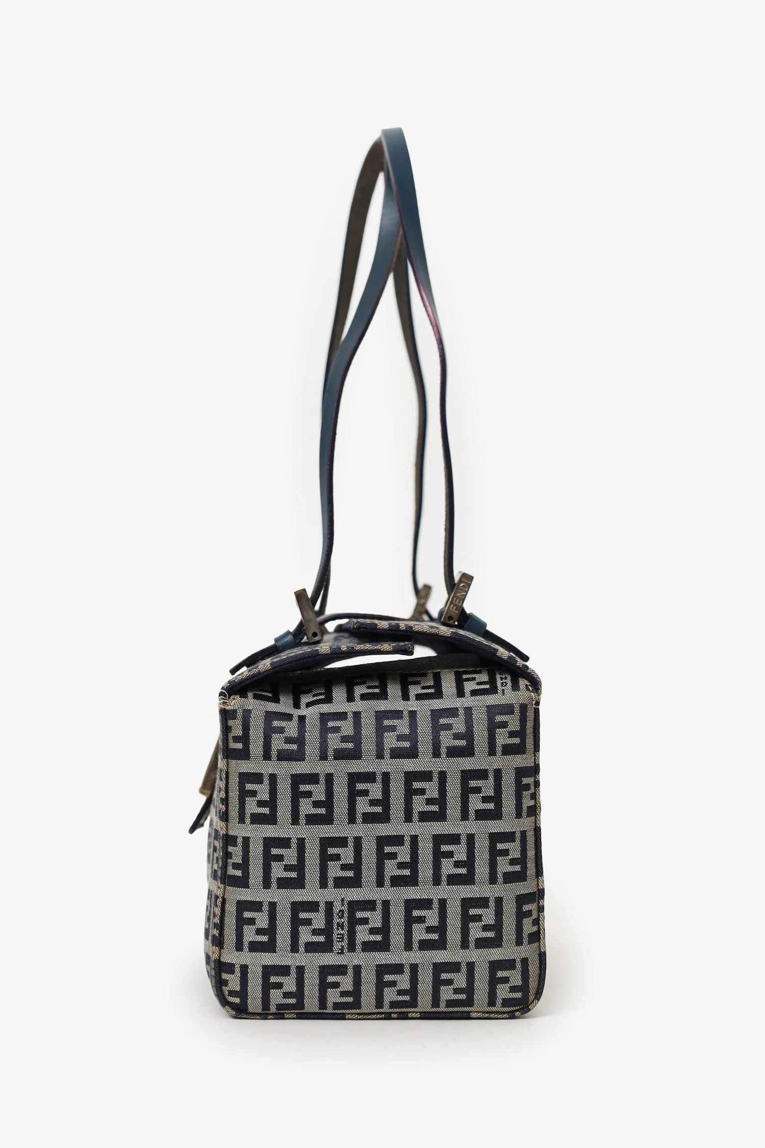 Fendi Navy/Grey FF Zucca Canvas Bento Box Bag - Image 4