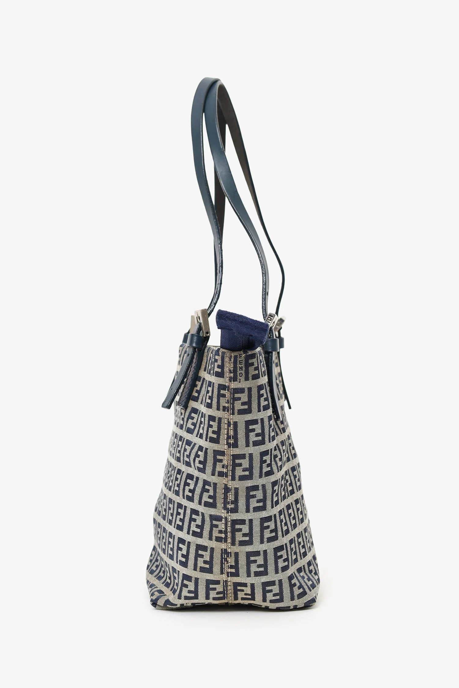 Fendi Navy/Grey FF Zucca Canvas Mini Bucket Bag - Image 3