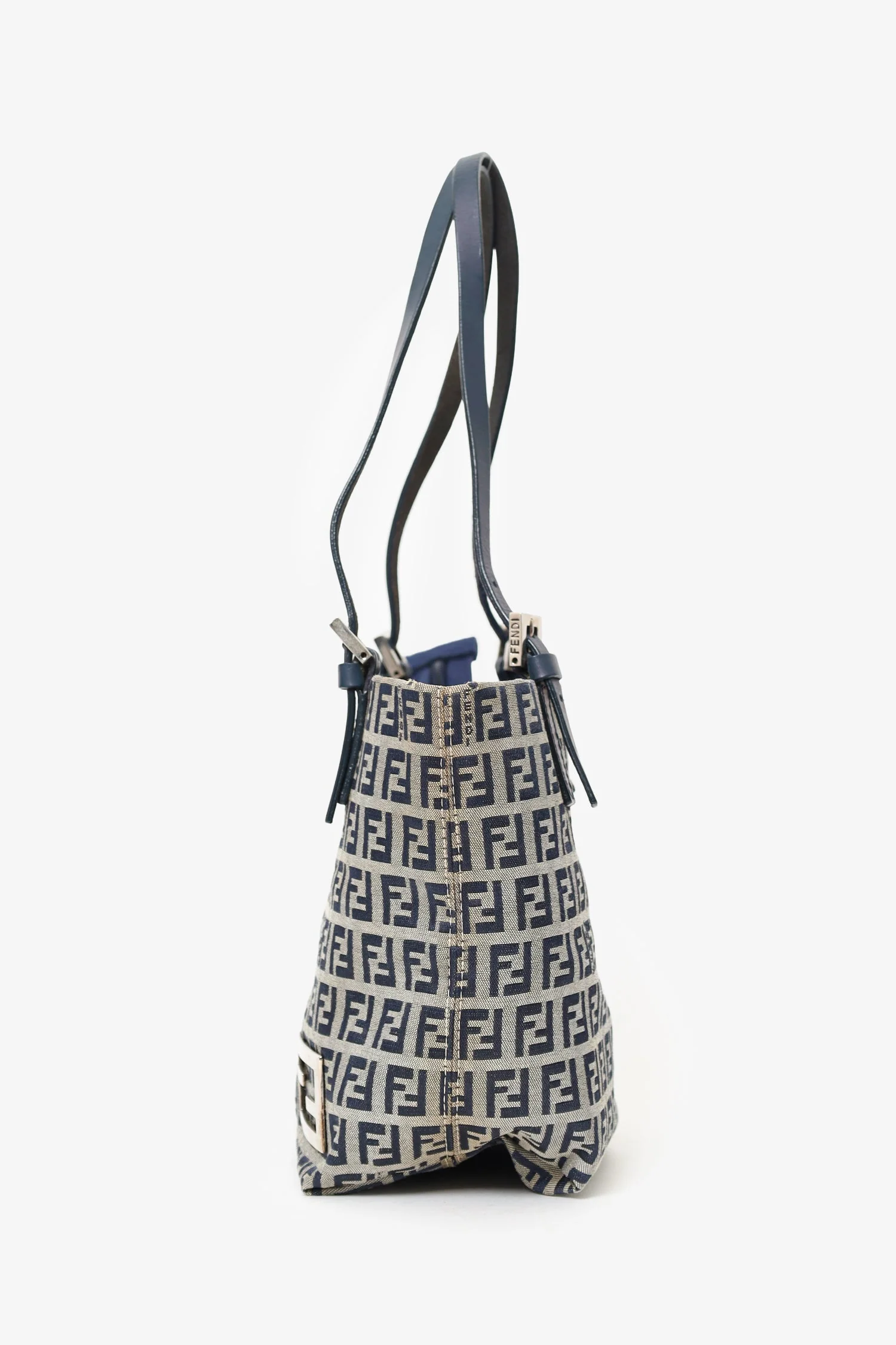 Fendi Navy/Grey FF Zucca Canvas Mini Bucket Bag - Image 4