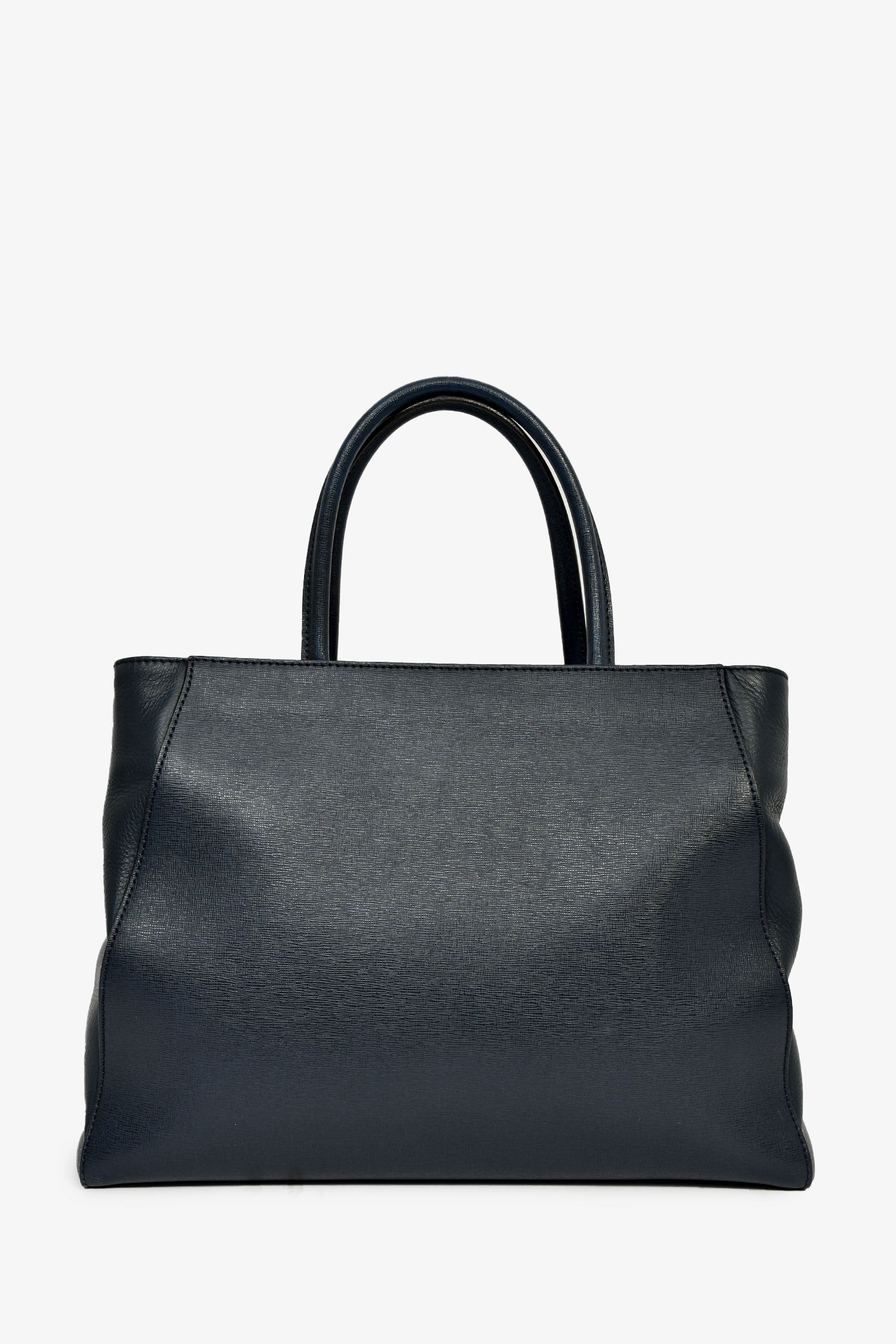 Fendi Navy Leather Medium 2Jours Tote With Strap - Image 2