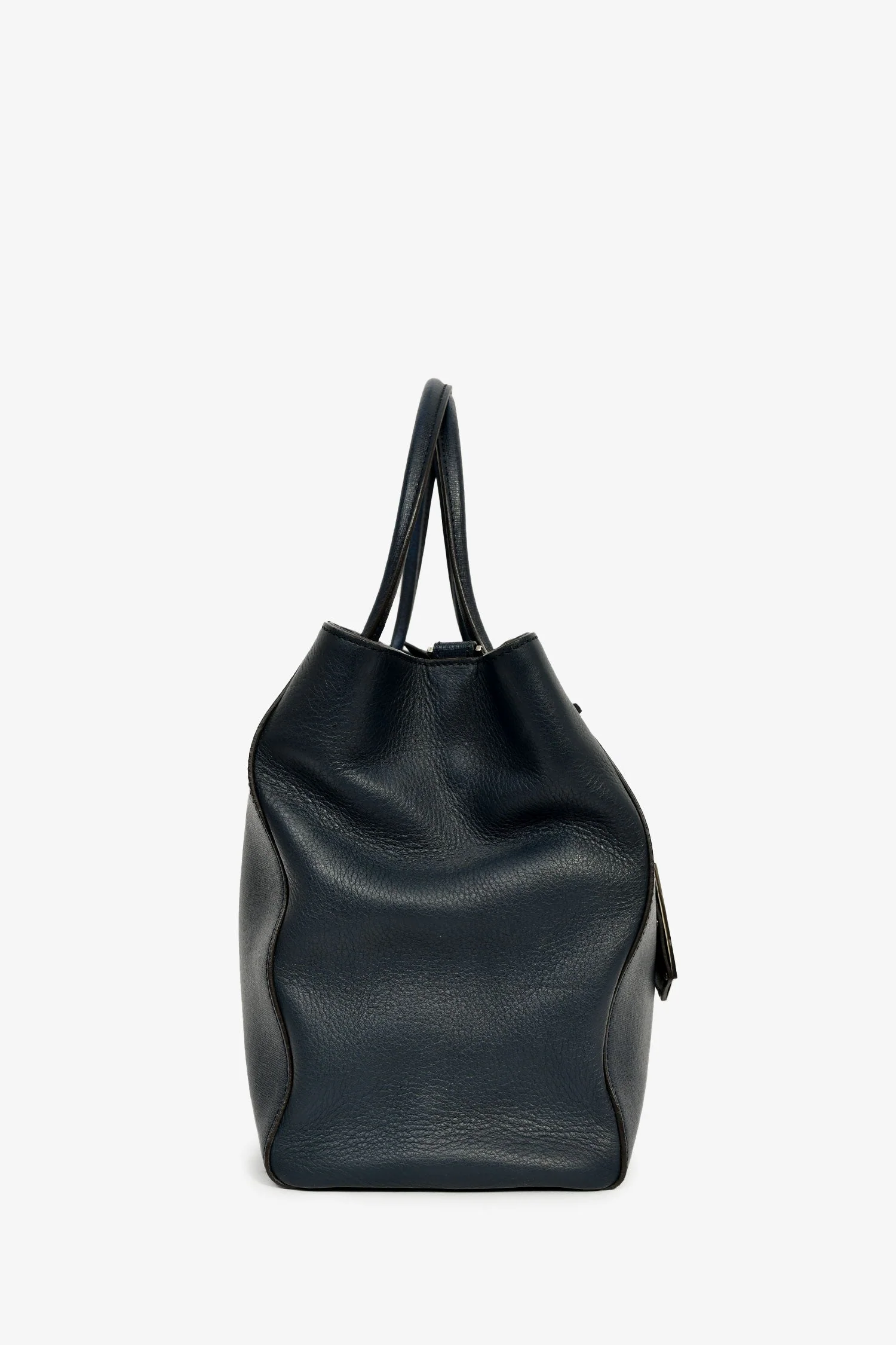 Fendi Navy Leather Medium 2Jours Tote With Strap - Image 3