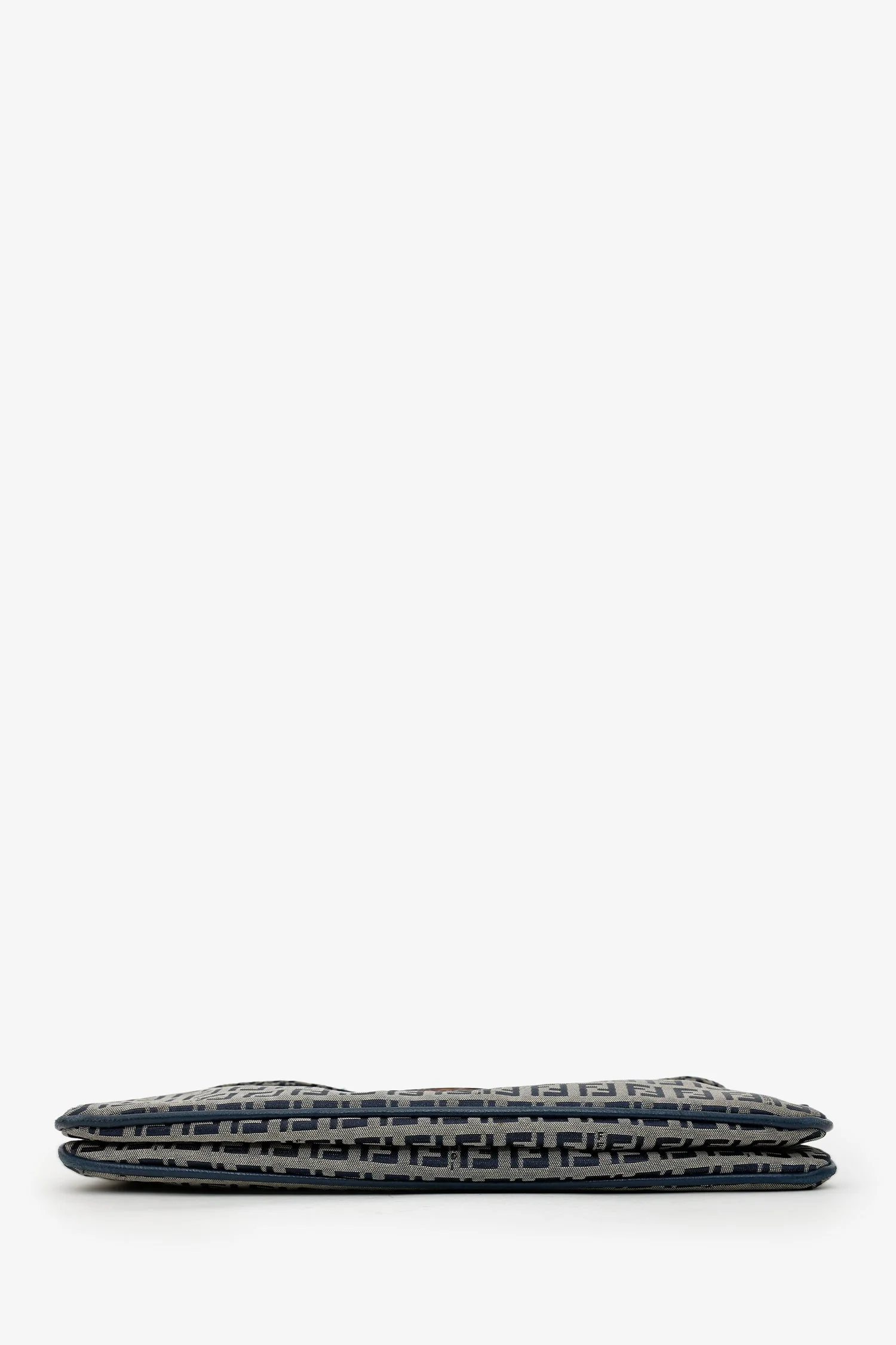 Fendi Navy Zucchino FF Double Flap Baguette Shoulder Bag - Image 5
