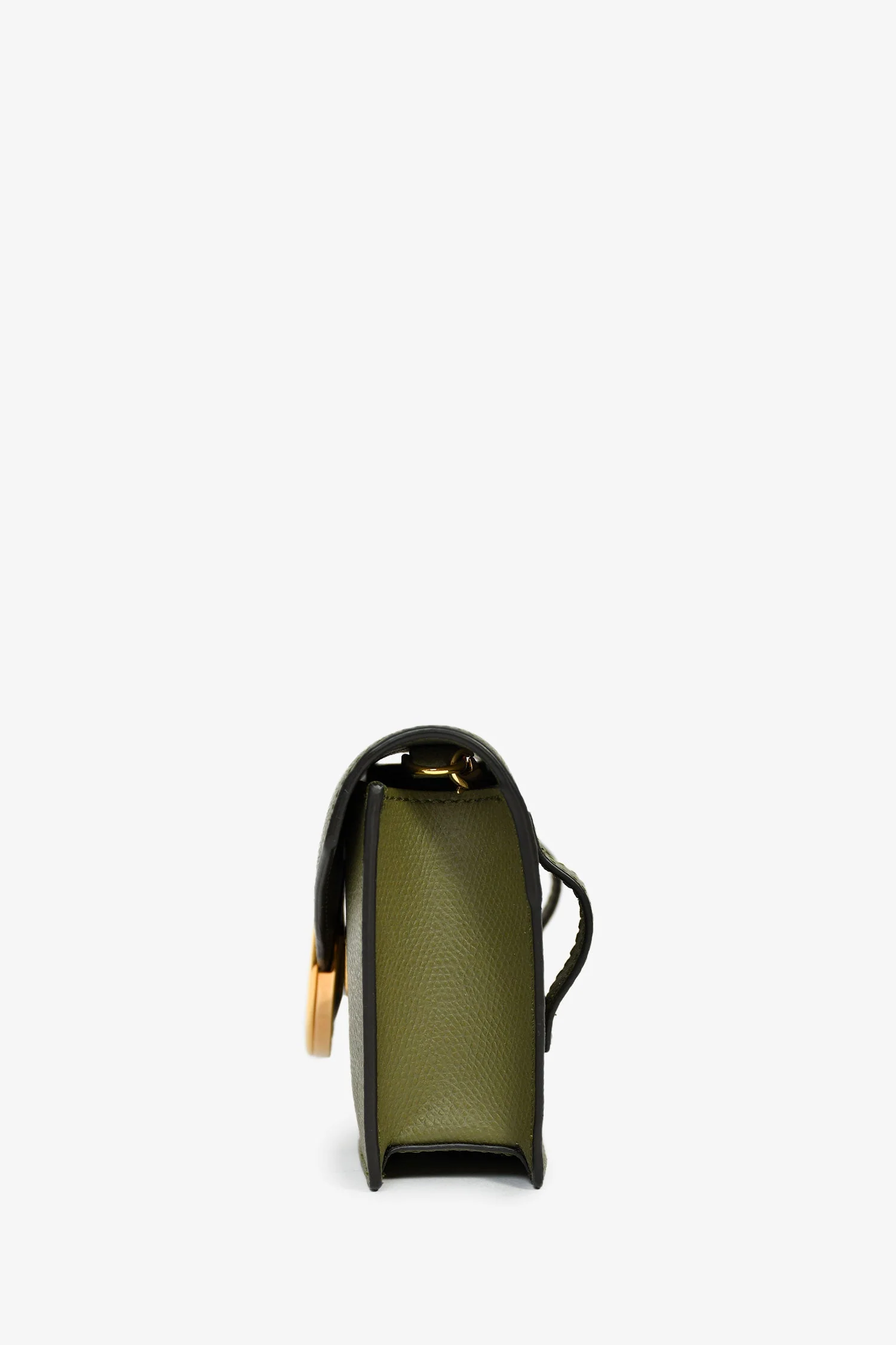 Fendi Olive Green Leather 'F Is Fendi' Belt Bag On Chain - Image 4