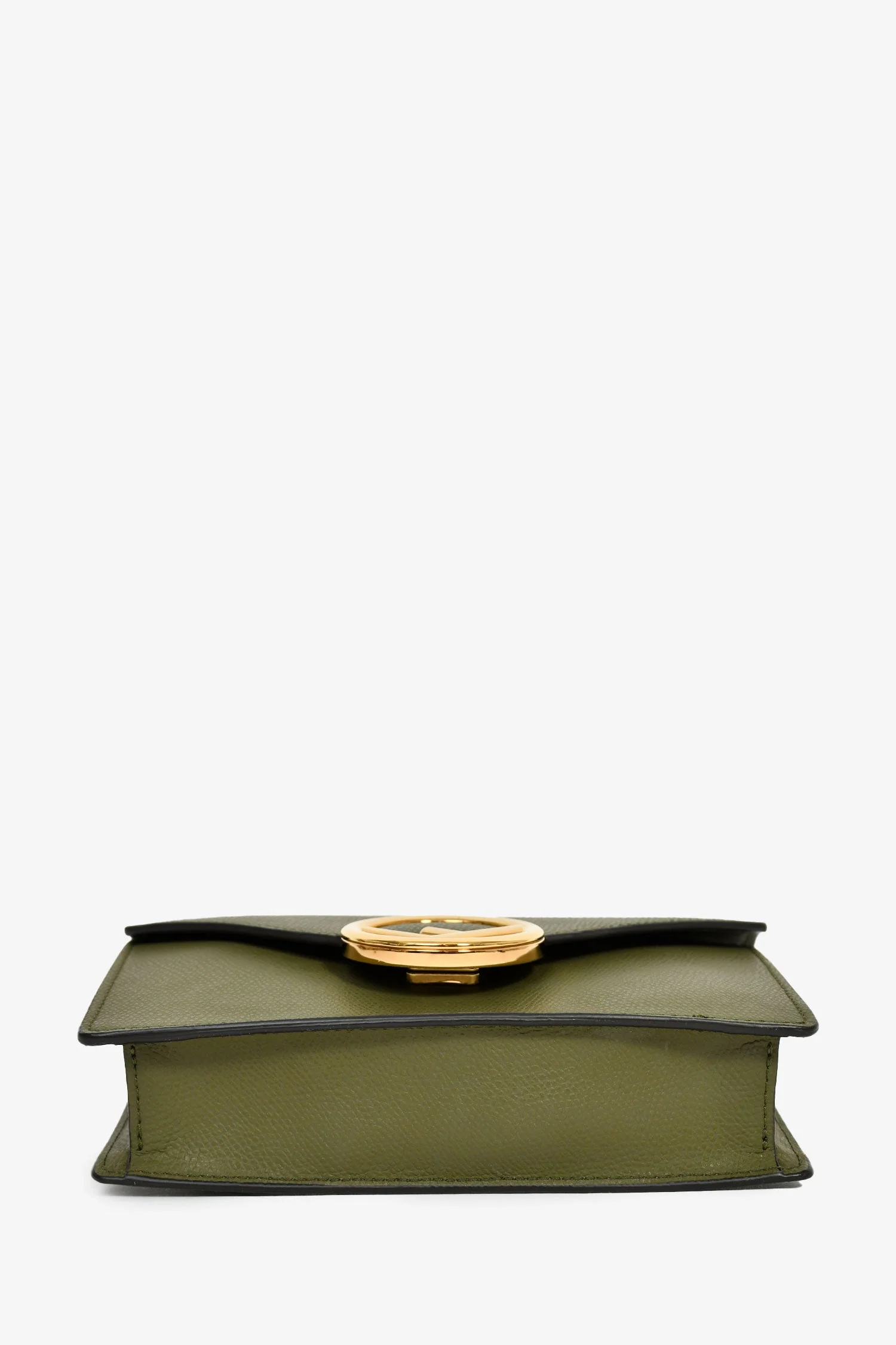 Fendi Olive Green Leather 'F Is Fendi' Belt Bag On Chain - Image 5