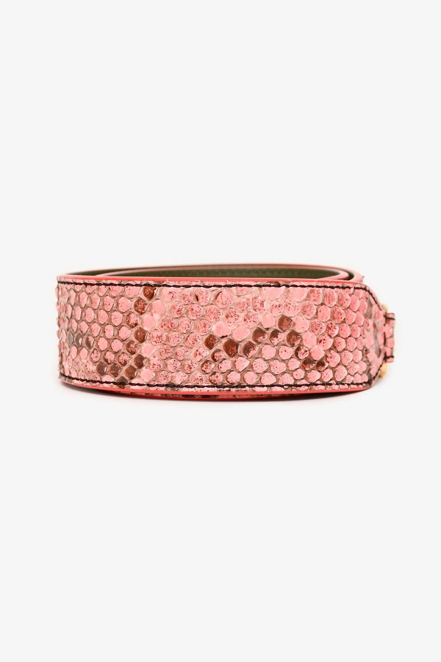 Fendi Orange/Green Python Leather Bag Strap - Image 2