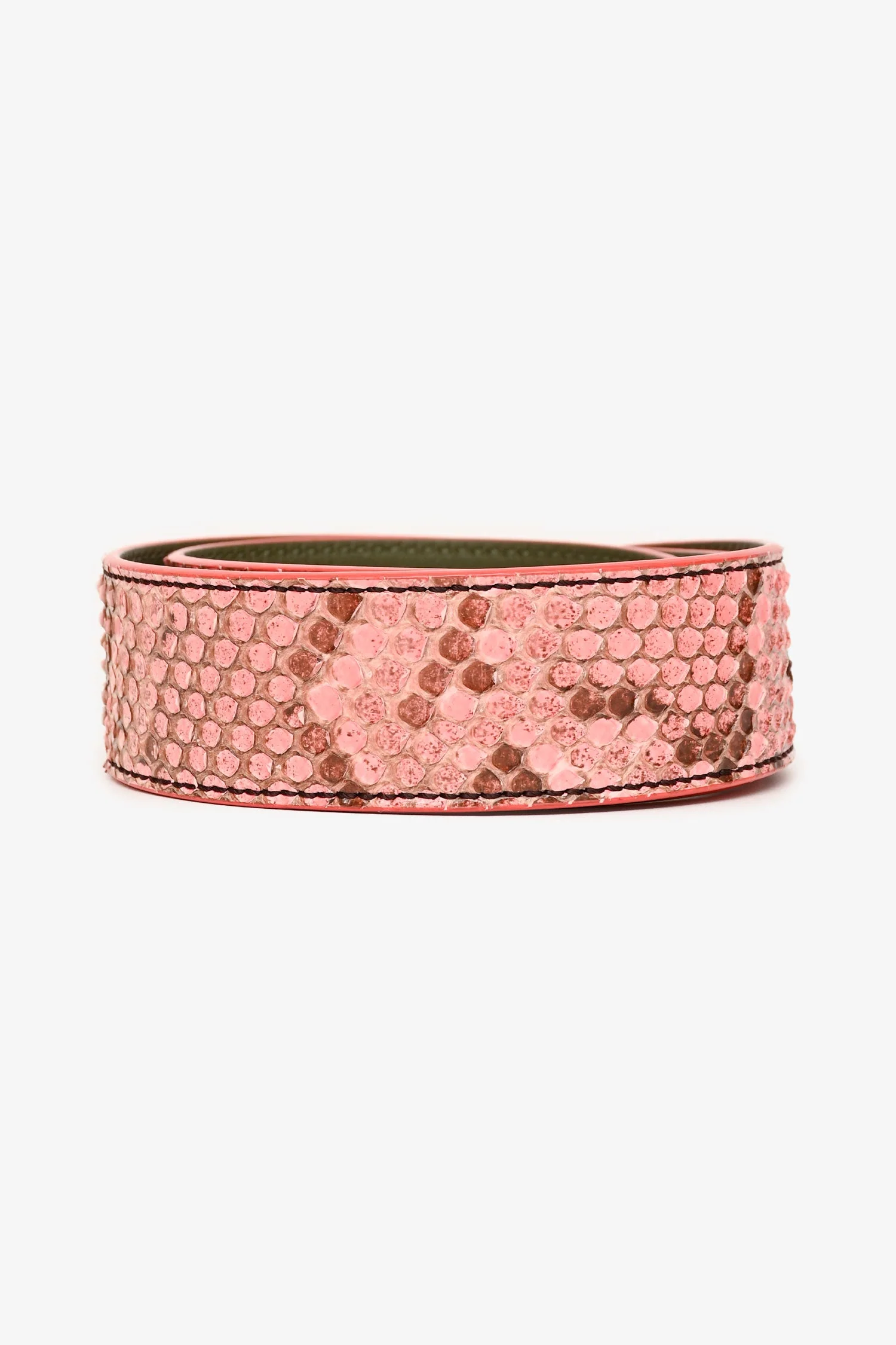Fendi Orange/Green Python Leather Bag Strap - Image 3