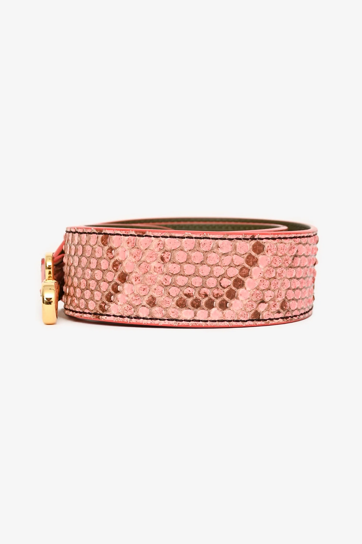 Fendi Orange/Green Python Leather Bag Strap - Image 4