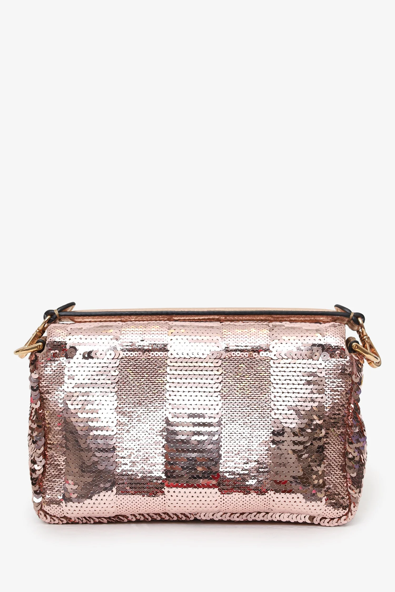 Fendi Pink Sequin FF Mini Baguette Bag With Strap - Image 3