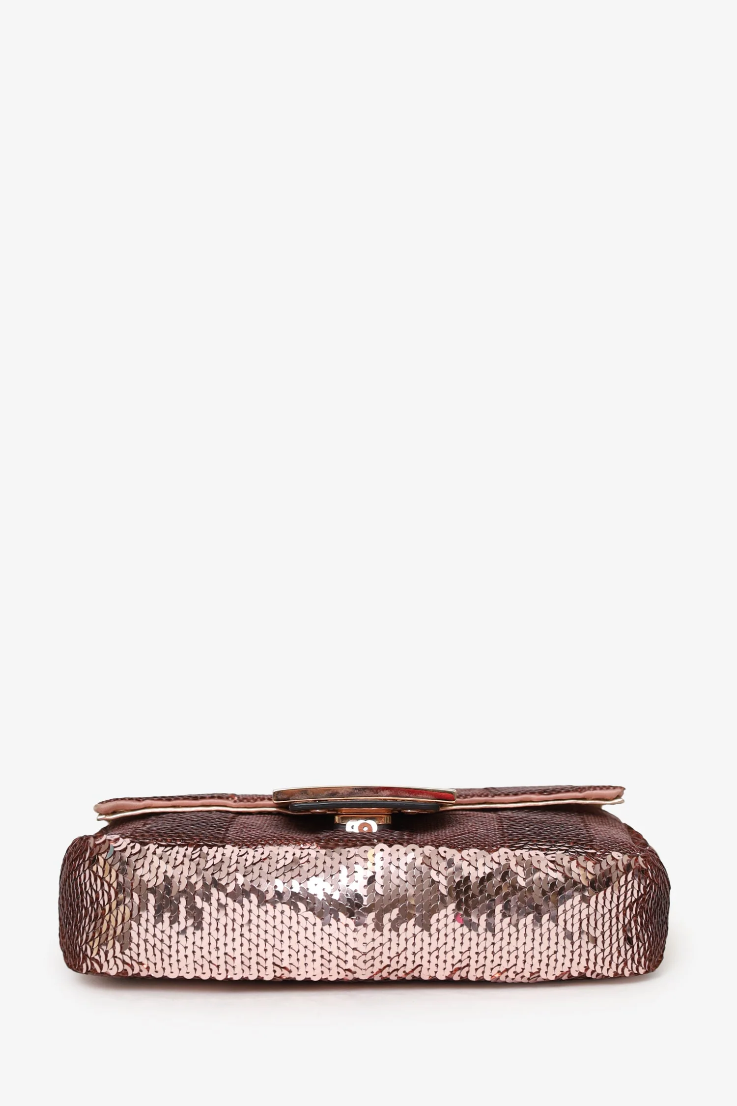 Fendi Pink Sequin FF Mini Baguette Bag With Strap - Image 5