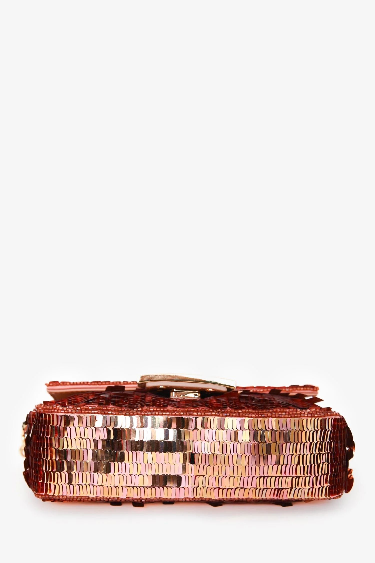 Fendi Pink Sequin FF Mini Baguette Bag with Strap - Image 5