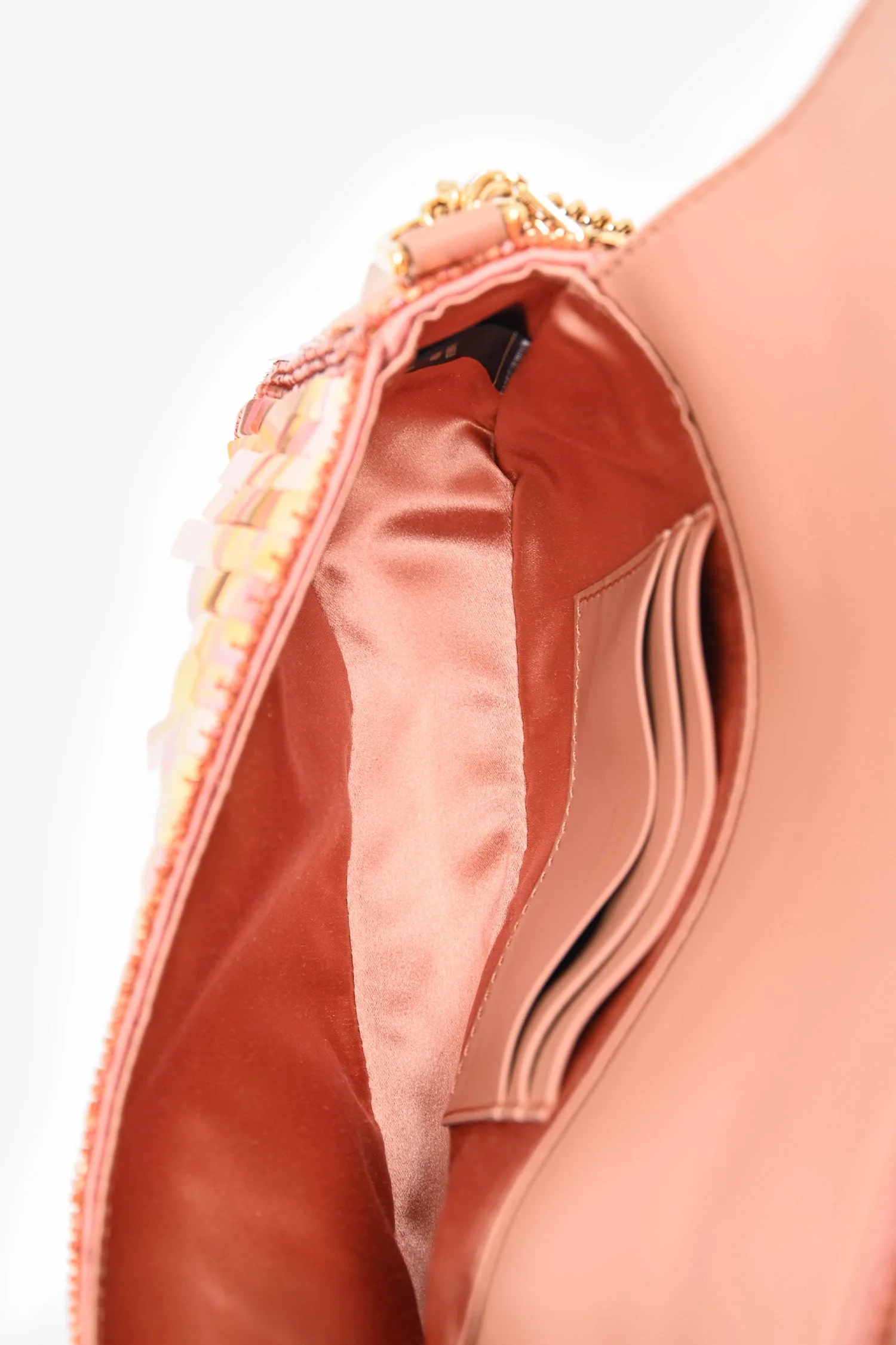 Fendi Pink Sequin FF Mini Baguette Bag with Strap - Image 6