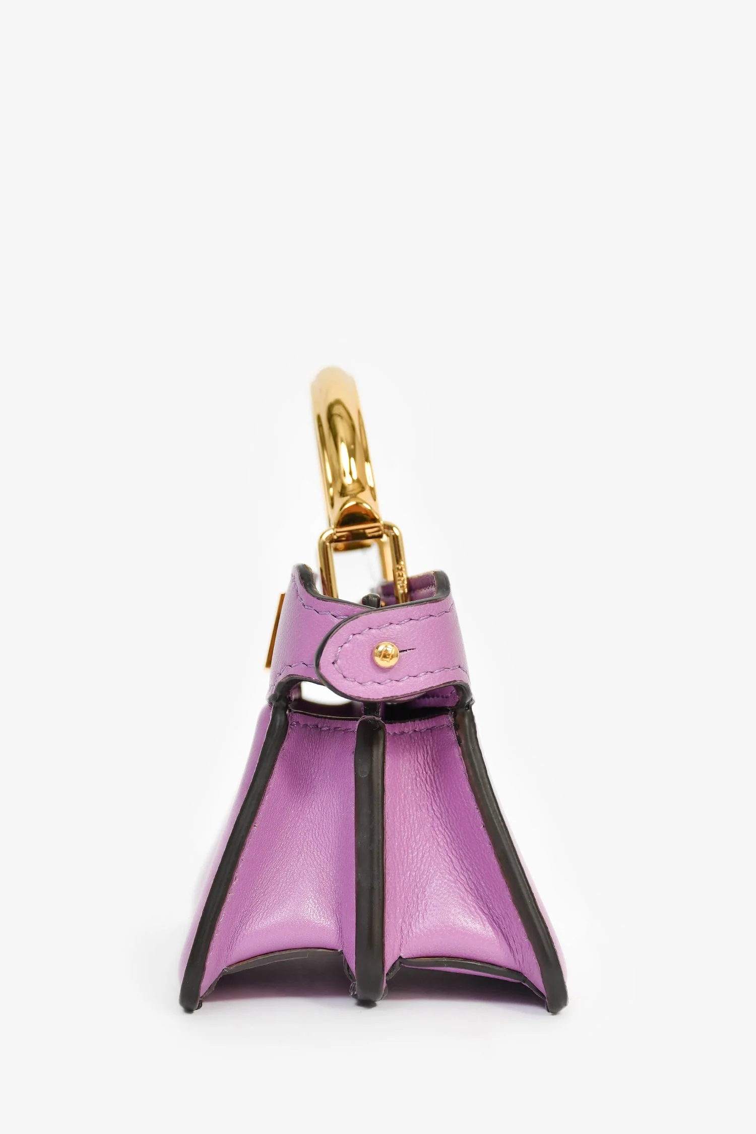 Fendi Purple Lamb Leather Nano Peekaboo Top Handle Bag with Strap - Image 3