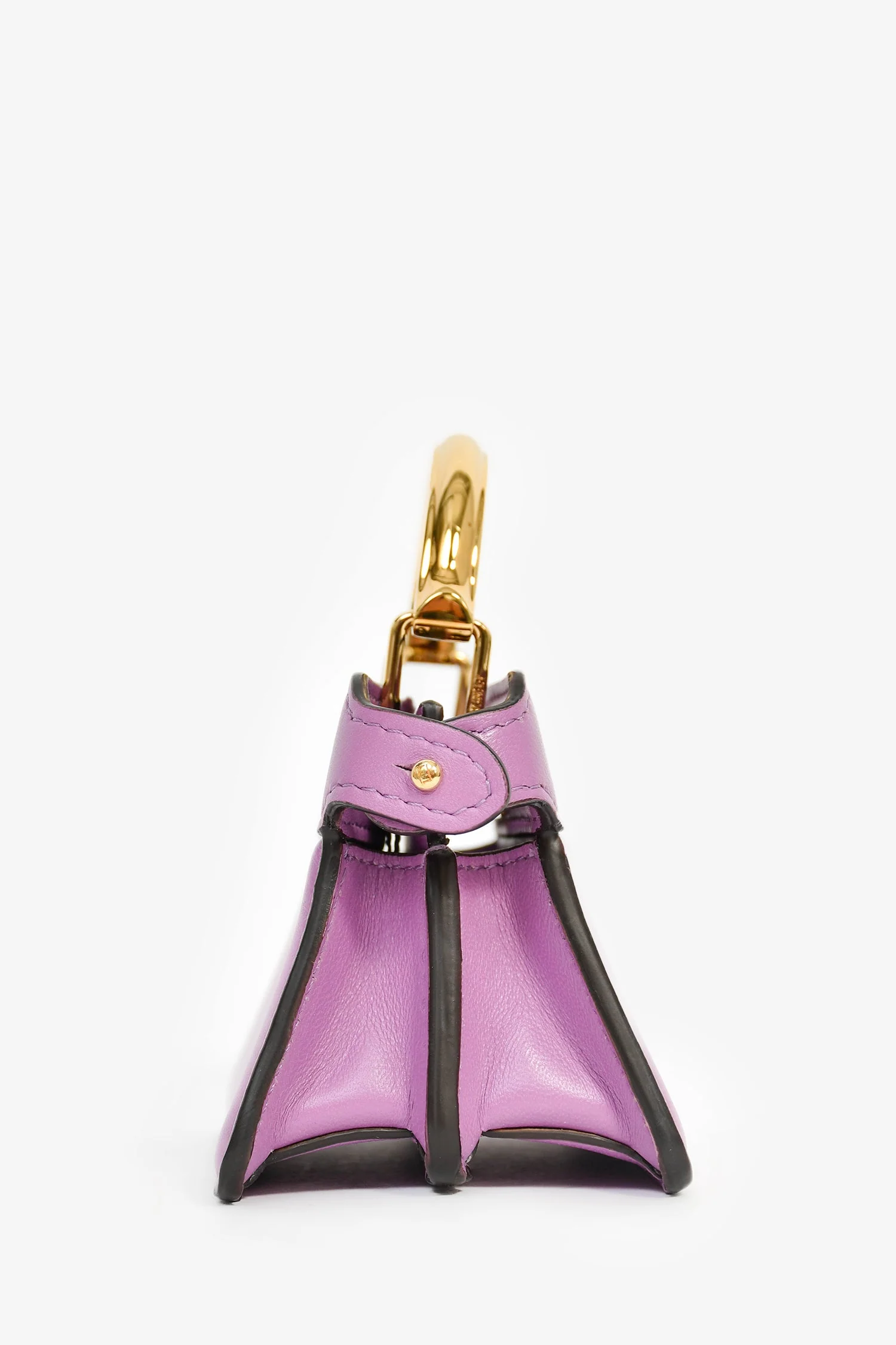Fendi Purple Lamb Leather Nano Peekaboo Top Handle Bag with Strap - Image 4