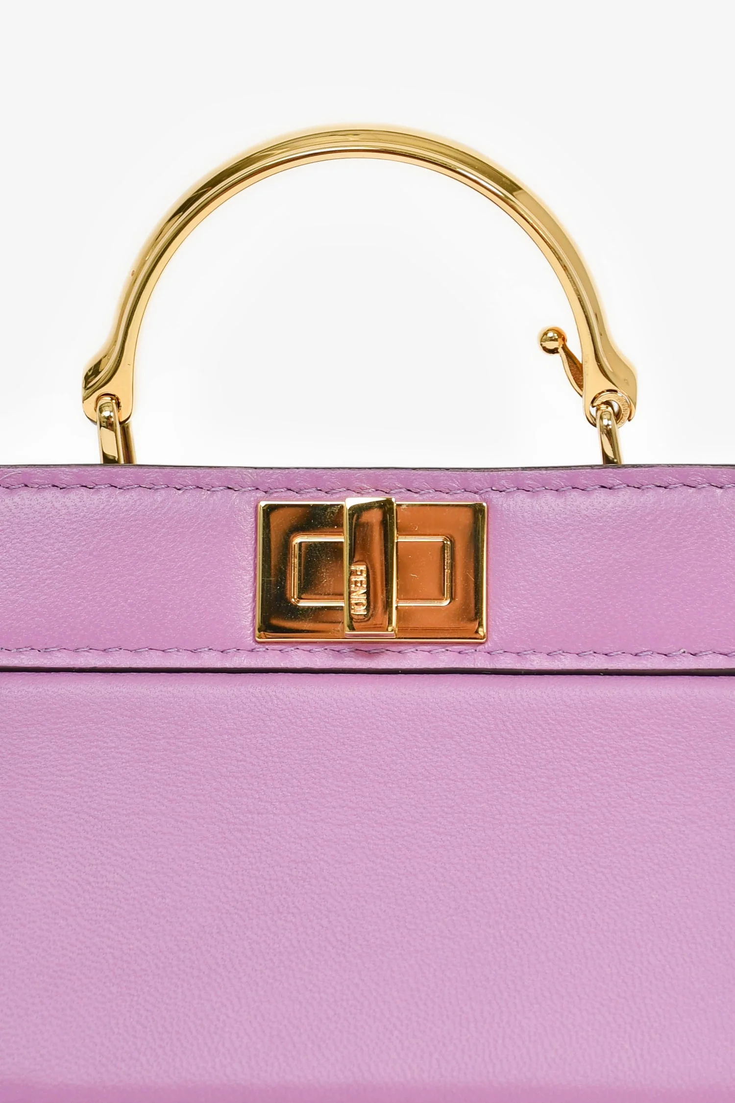 Fendi Purple Lamb Leather Nano Peekaboo Top Handle Bag with Strap - Image 6