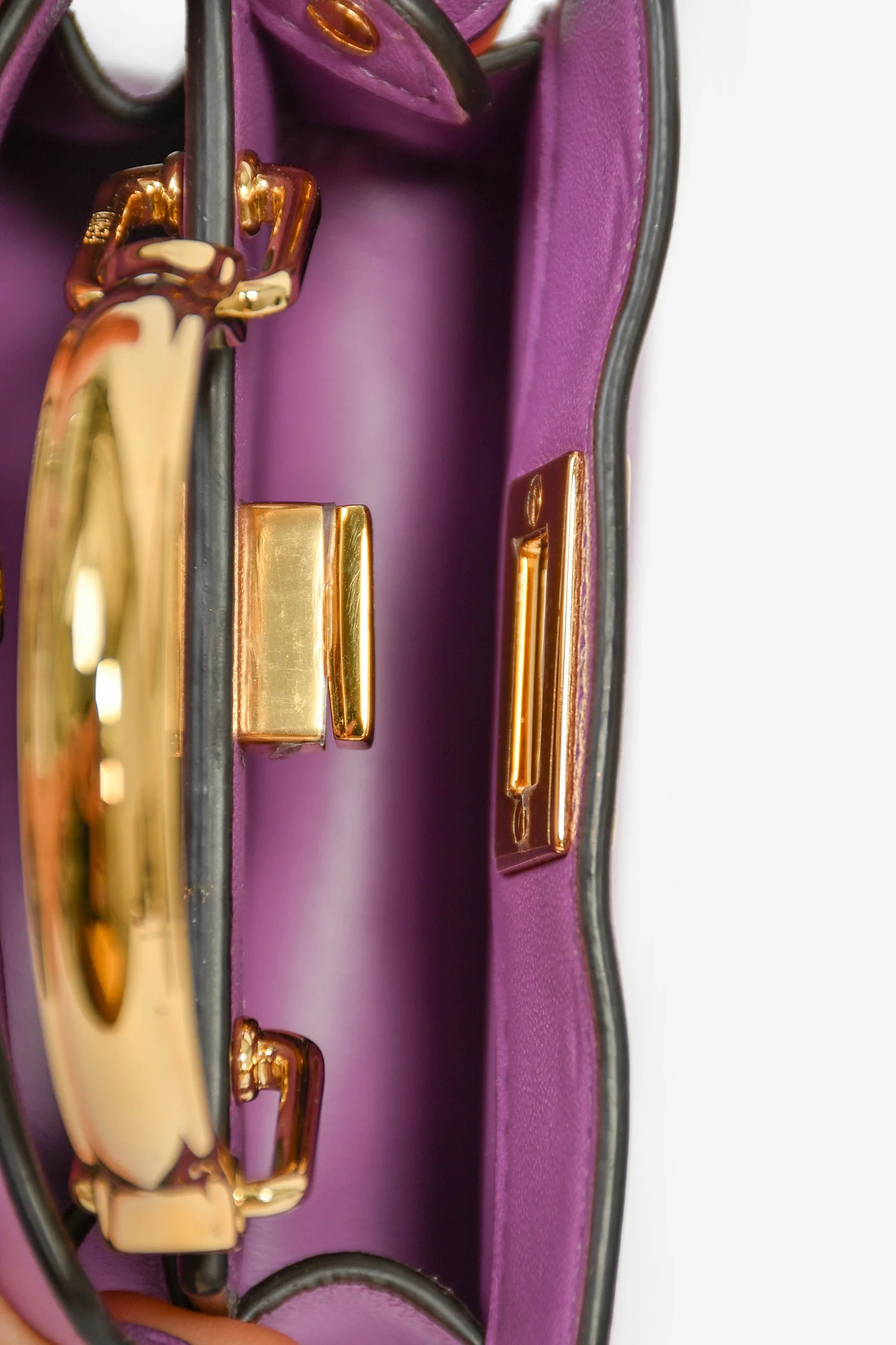 Fendi Purple Lamb Leather Nano Peekaboo Top Handle Bag with Strap - Image 7