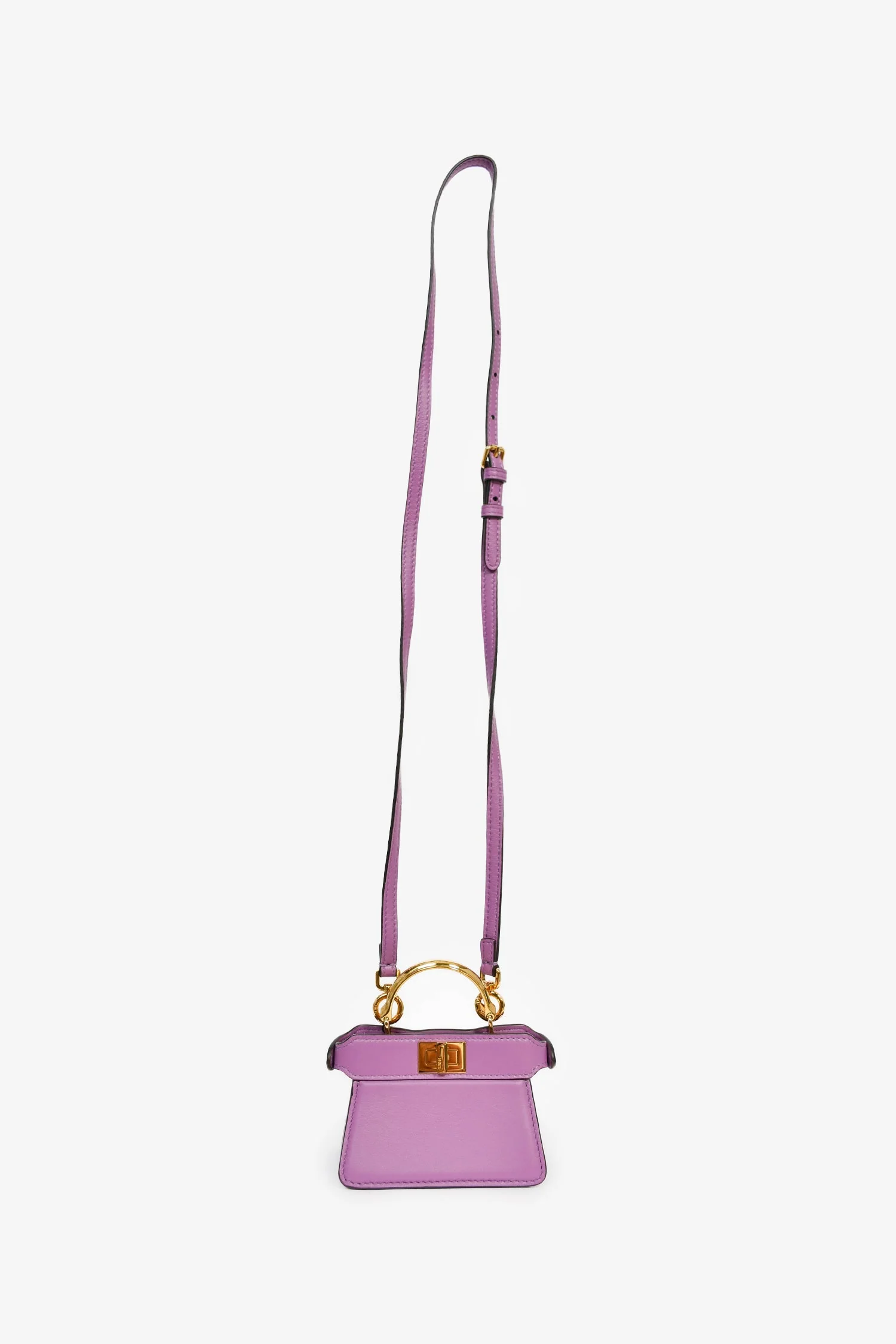 Fendi Purple Lamb Leather Nano Peekaboo Top Handle Bag with Strap - Image 8