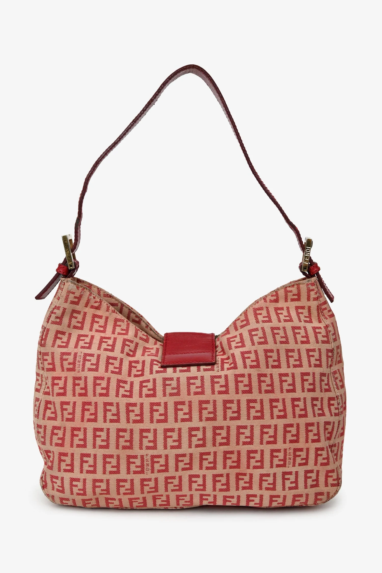 Fendi Red/Beige FF Zucca Baguette Shoulder Bag - Image 2